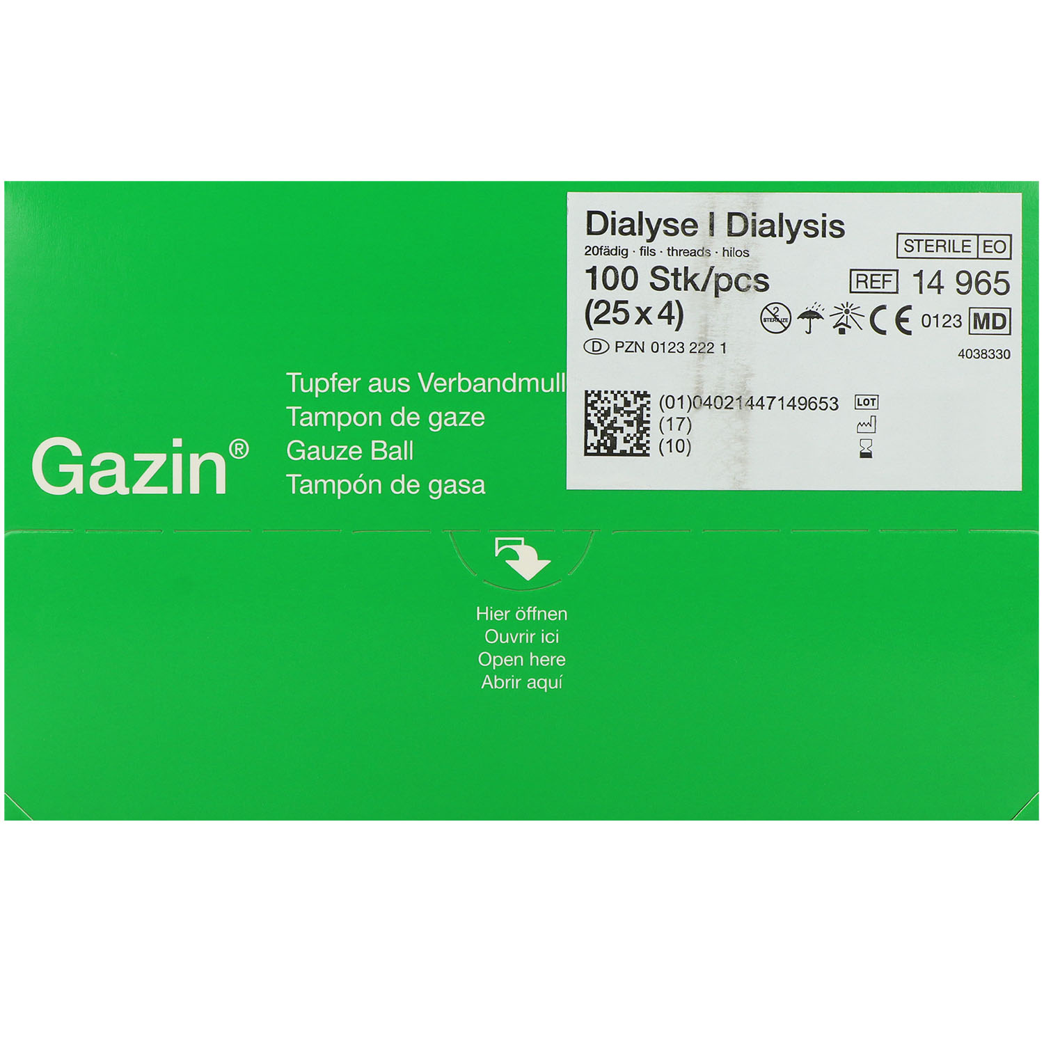 Gazin Tupfer steril, ohne Röntgenkontraststreifen