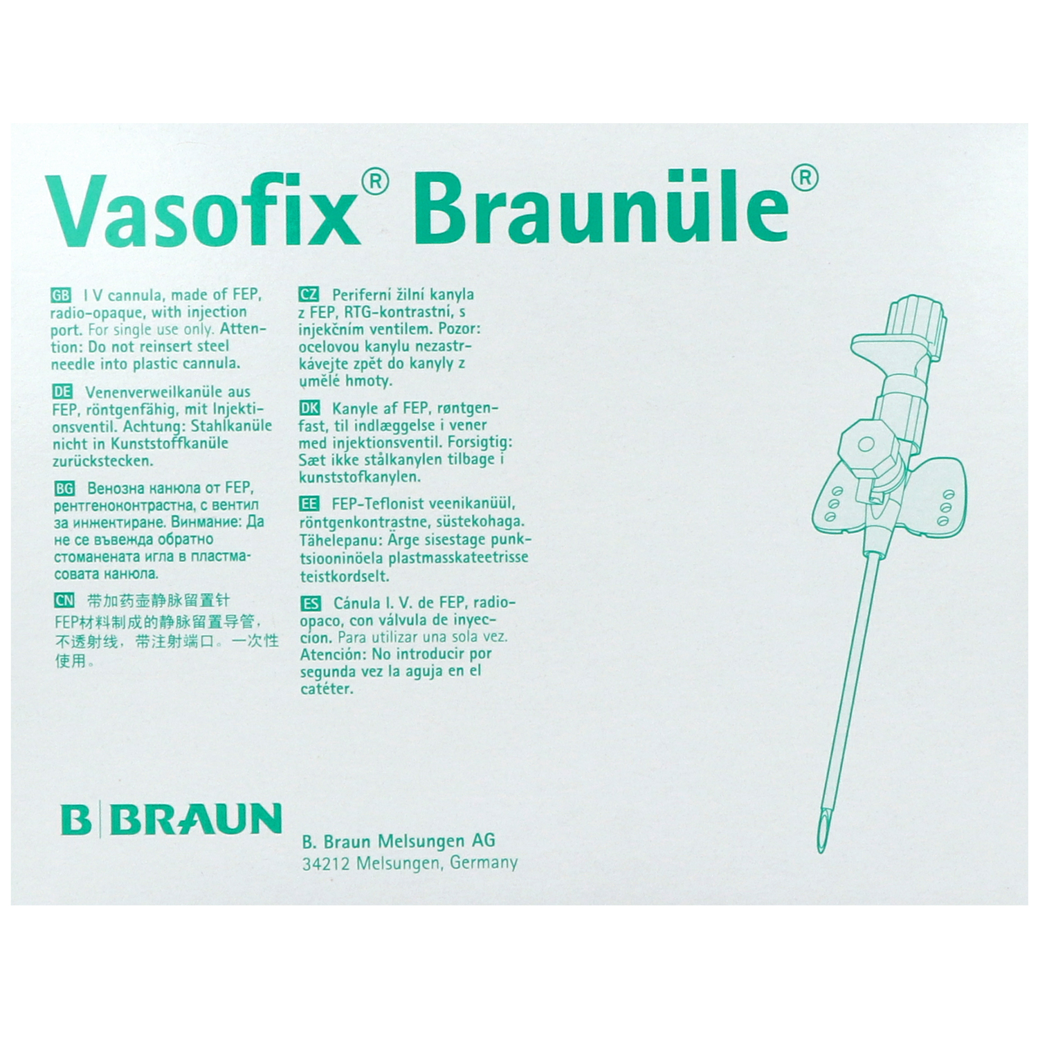 Vasofix Braunüle, Venenverweilkanülen mit Zuspritzport und FEP-Katheter