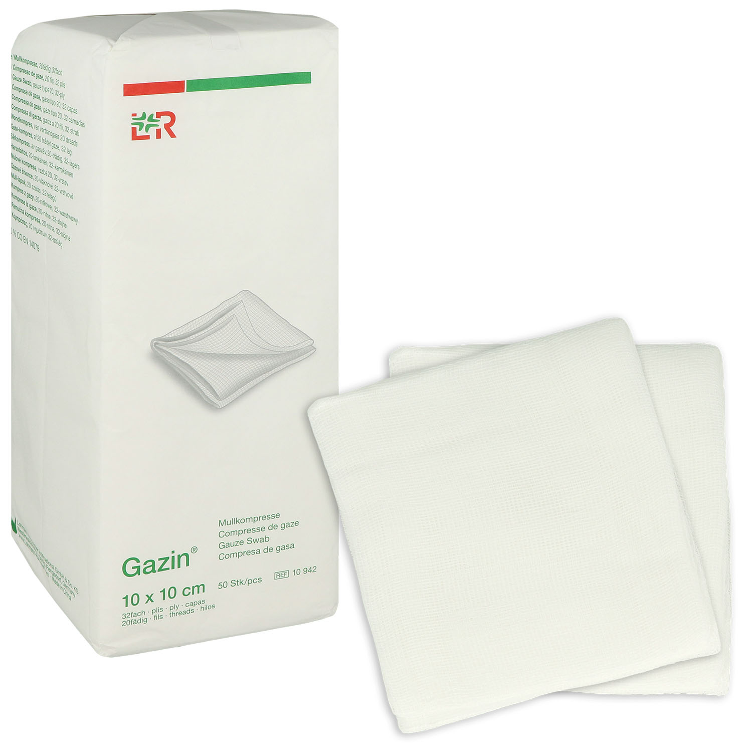 Gazin Mullkompressen unsteril, ohne Röntgenkontraststreifen im Papierbeutel