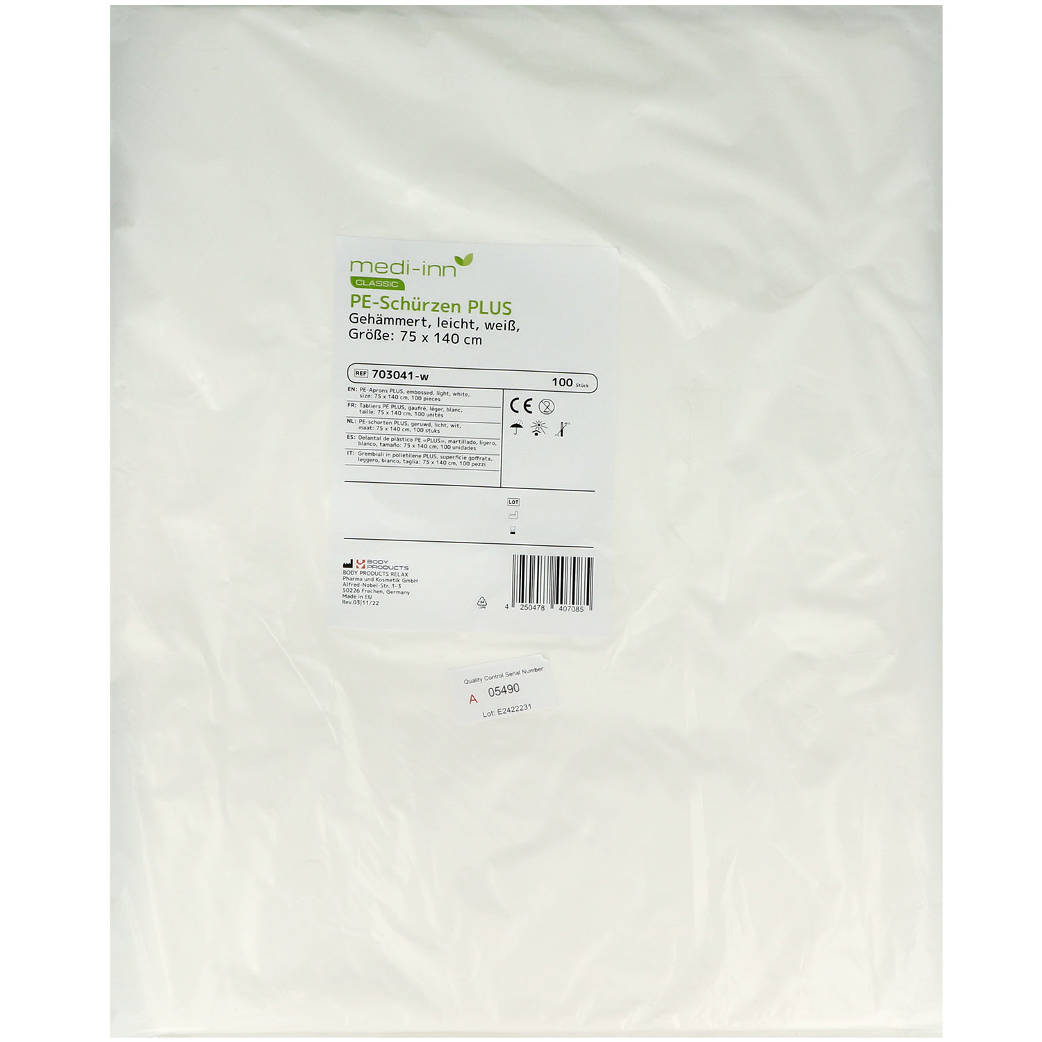 MED-Inn PE-Schürzen Plus gehämmert - 75 x 140 cm - 100 St.