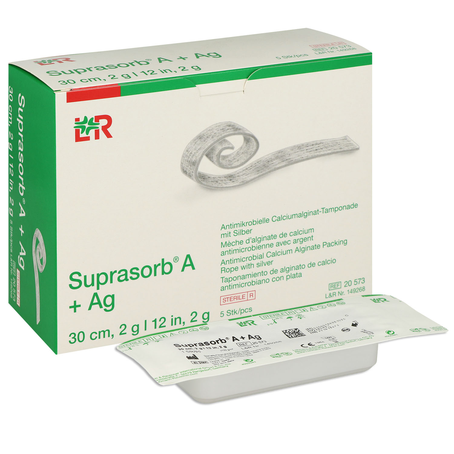 Suprasorb A + Ag Calciumalginat-Kompressen, steril einzeln eingesiegelt