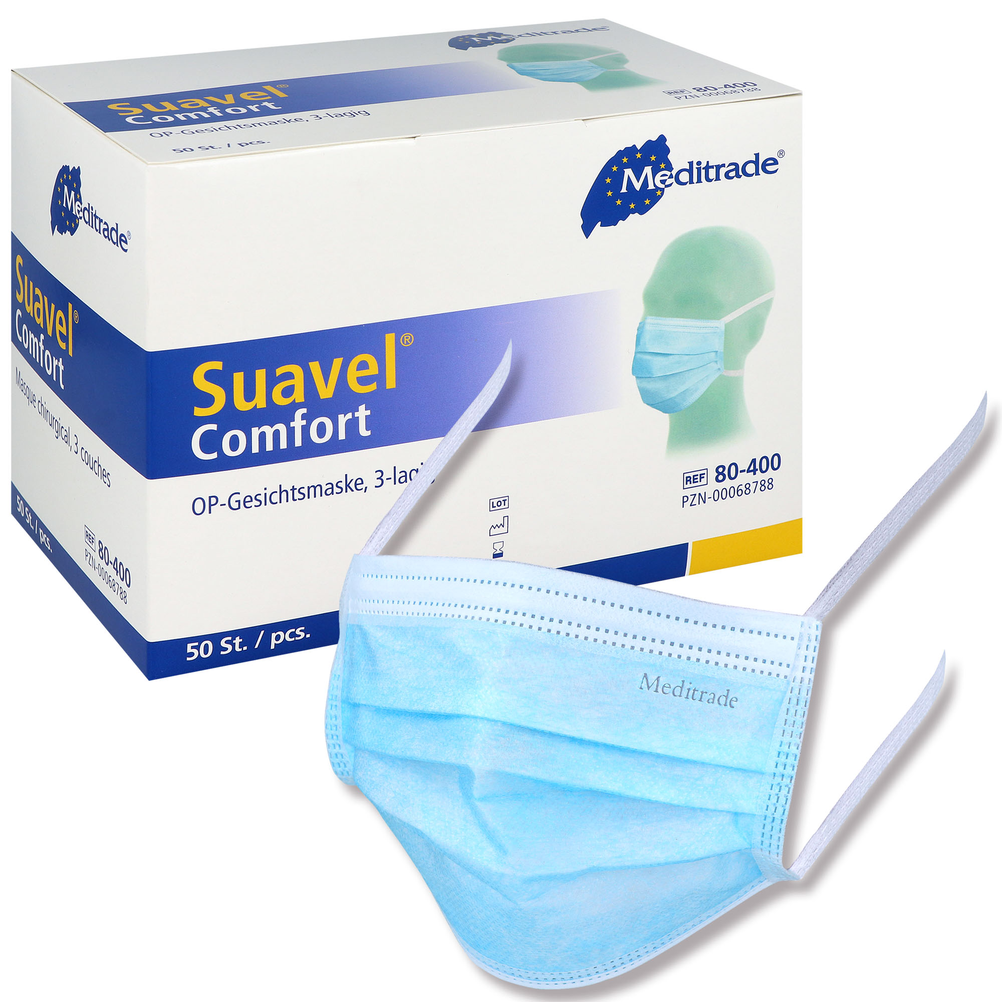 Suavel Comfort OP Mundschutz - blau - 50 Stück
