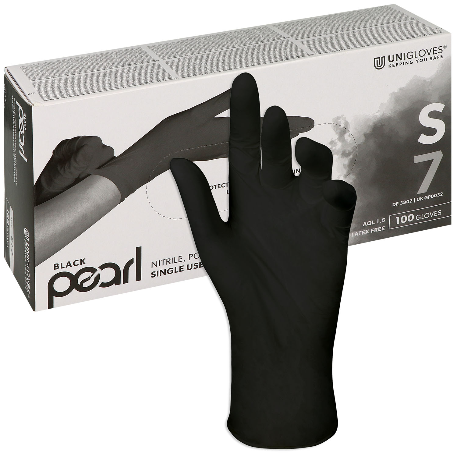 Unigloves BLACK PEARL Nitrilhandschuhe, puderfrei, schwarz