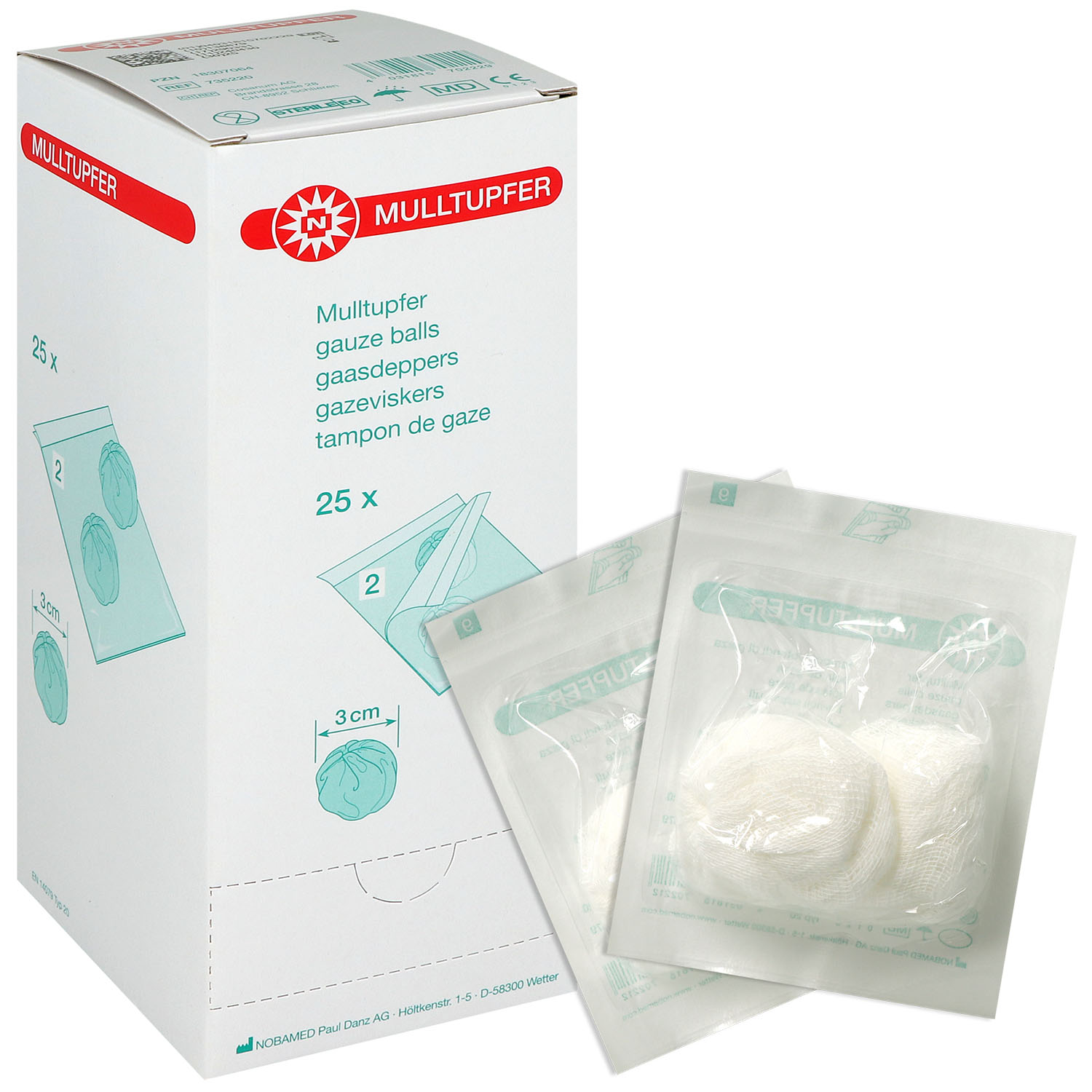 Mulltupfer steril in perforiertem 2-Kammer-Set