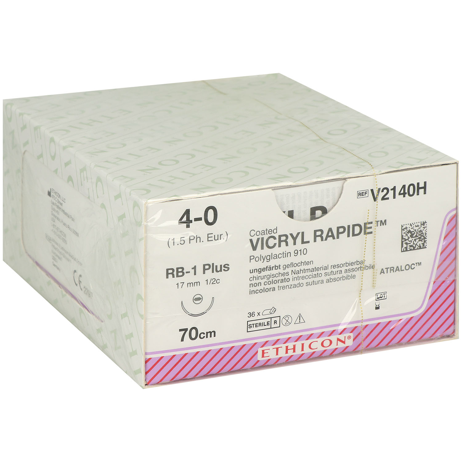 Vicryl Rapide ungefärbt geflochten V2140H - RB-1, 4-0, 70 cm - 36 St. 