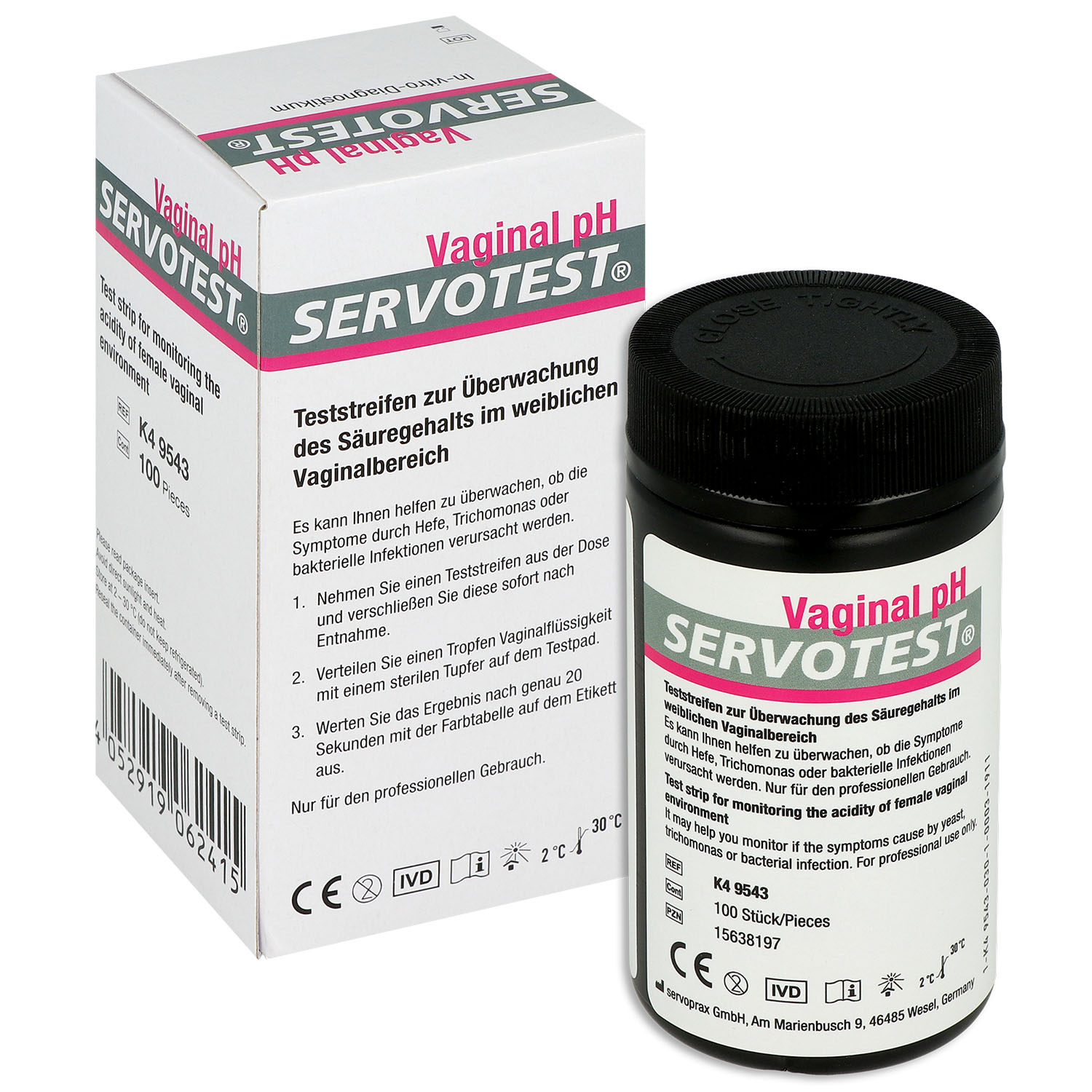 Servotest Vaginal pH-Teststreifen 100 St.