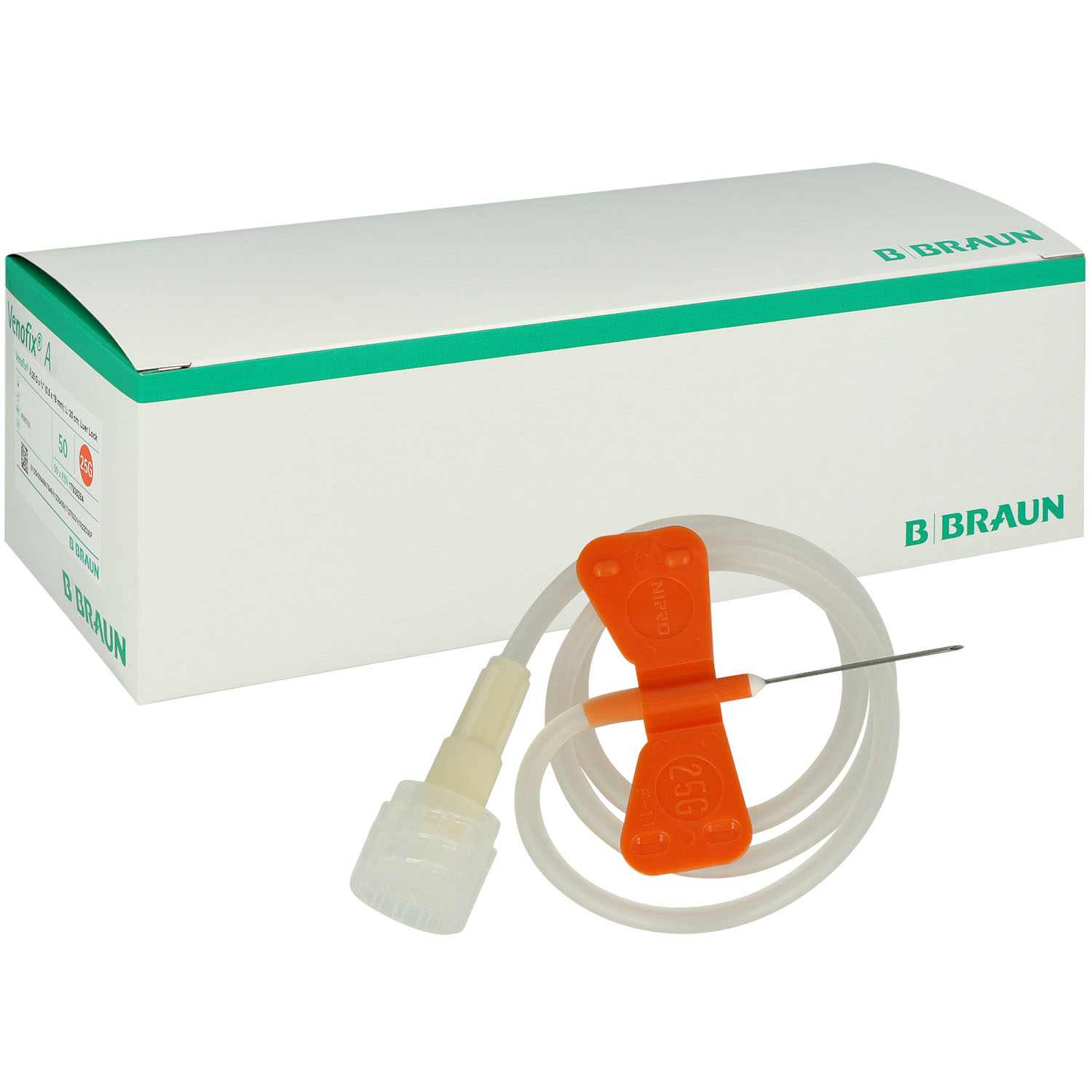 Venofix G25 - 0.50 x 19 mm - 30 cm - orange - 50 St.