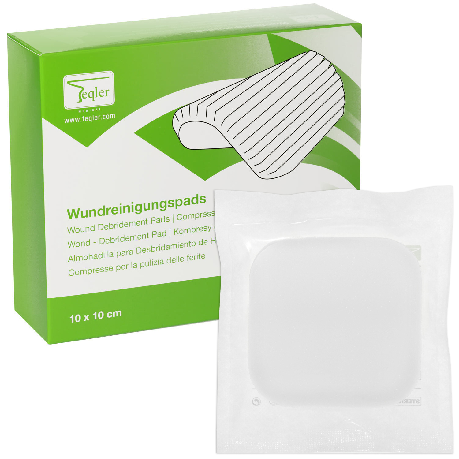 Teqler Wundreinigungspads 10 x 10 cm - 5 St.