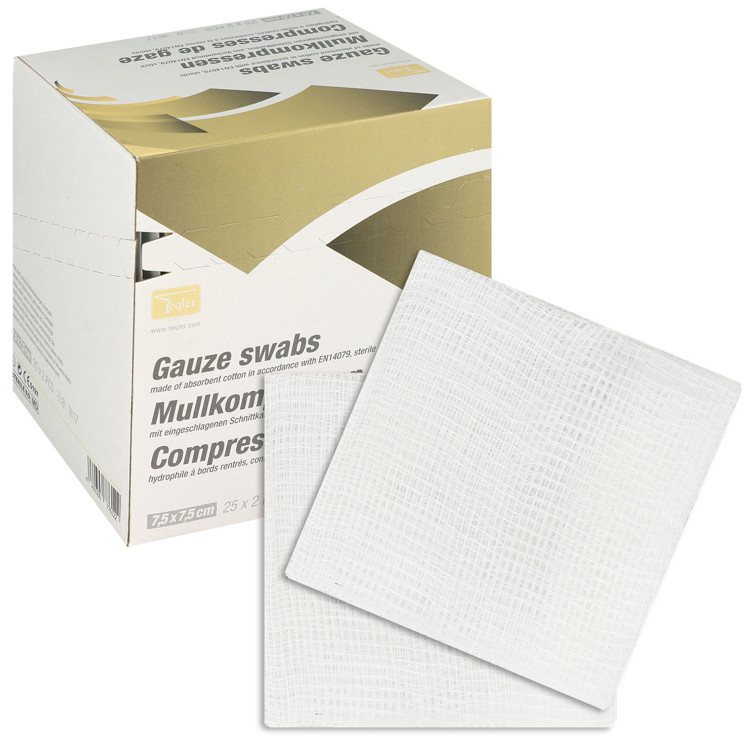 Teqler Mullkompressen 7.5 x 7.5 cm - 25 x 2 Stück