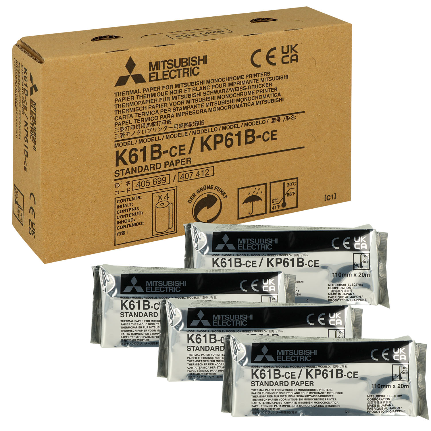 Videoprinterpapier Mitsubishi KP-61B