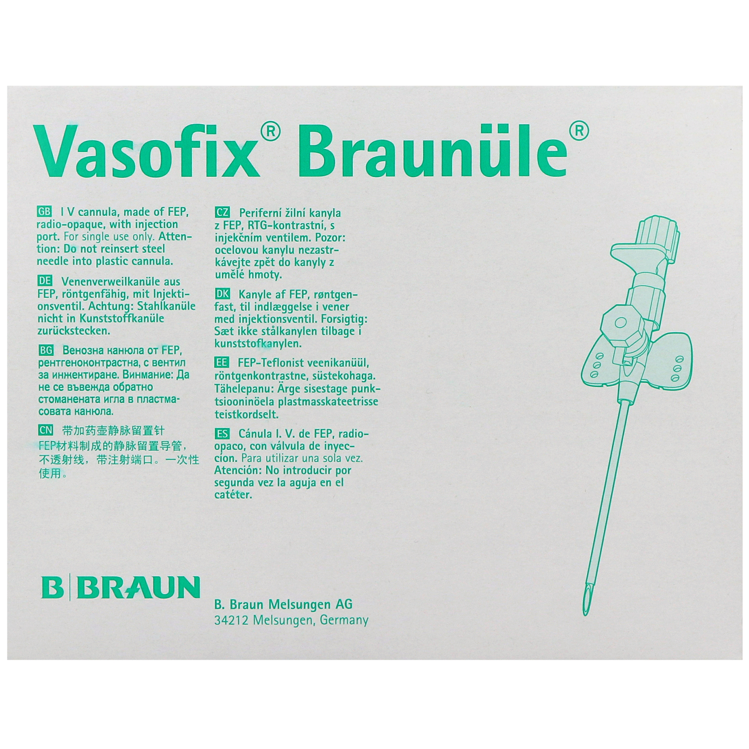 Vasofix Braunüle, Venenverweilkanülen mit Zuspritzport und FEP-Katheter
