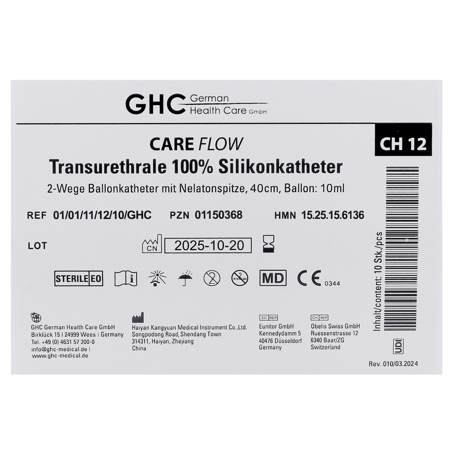 Care Flow Transurethraler 2-Wege Silikonballonkatheter mit Nelatonspitze