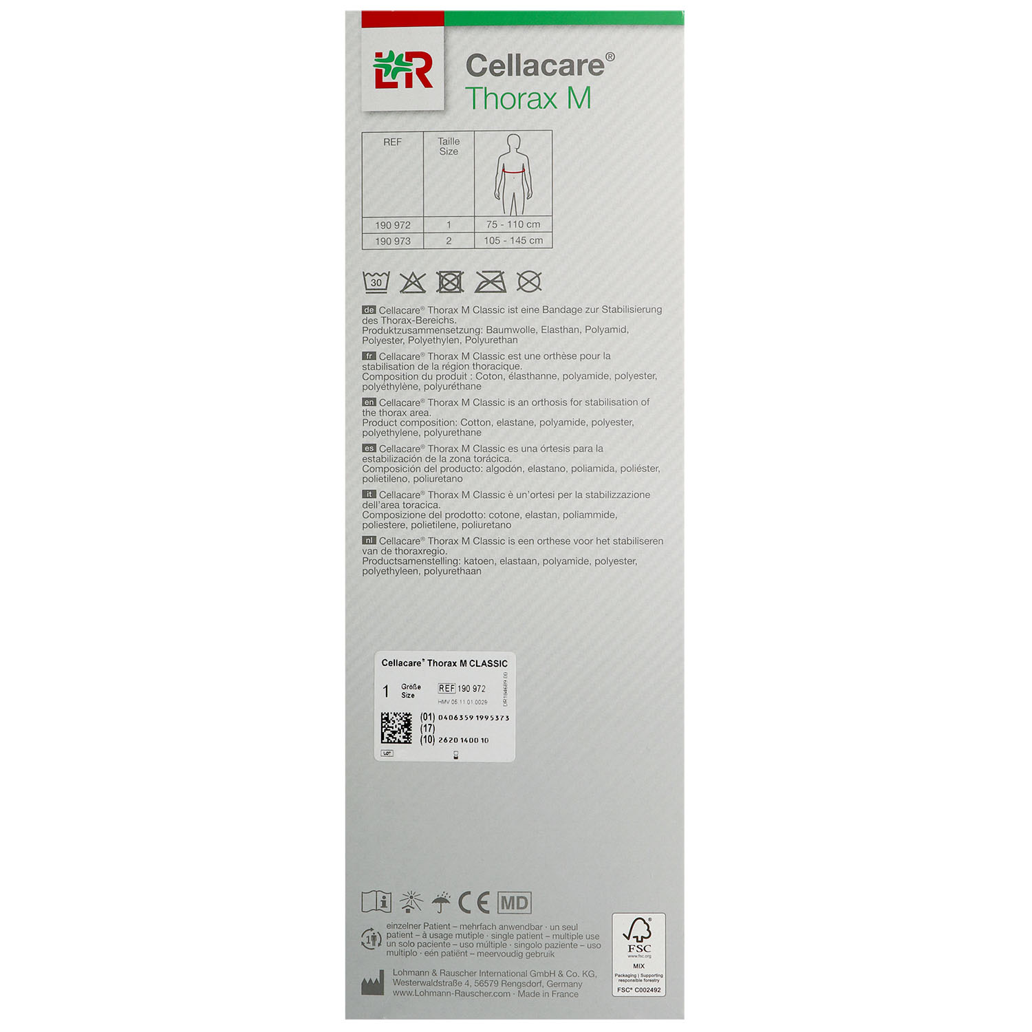 Cellacare Thorax M Classic Rippenbruchbandage für Männer