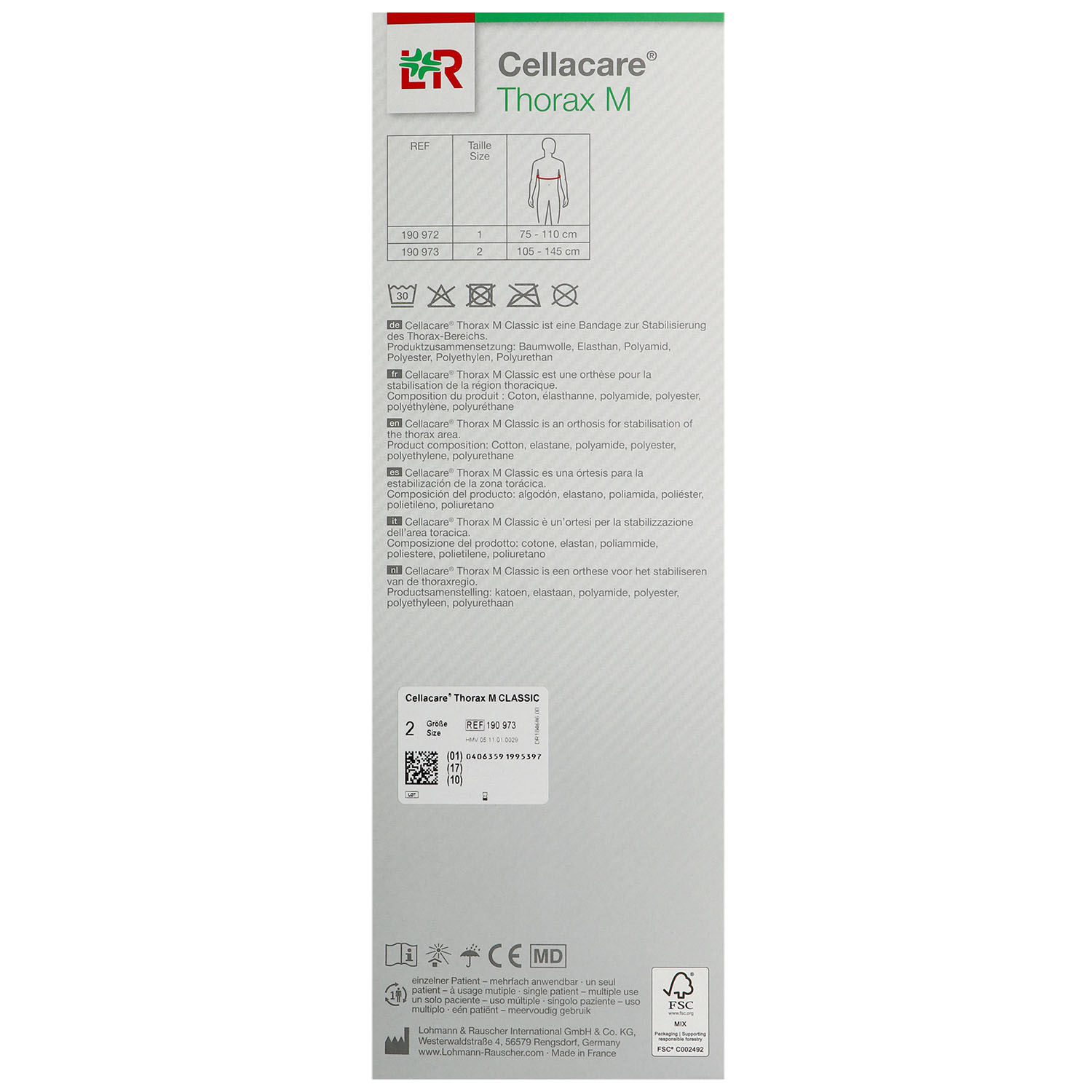 Cellacare Thorax M Classic Rippenbruchbandage für Männer
