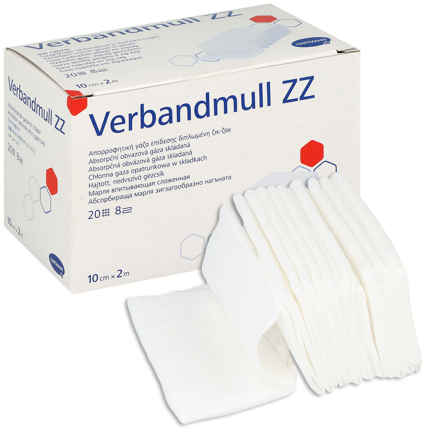 Verbandmull zickzack 8-fach, 20-fädig 10 cm x 2 m - 1 St.