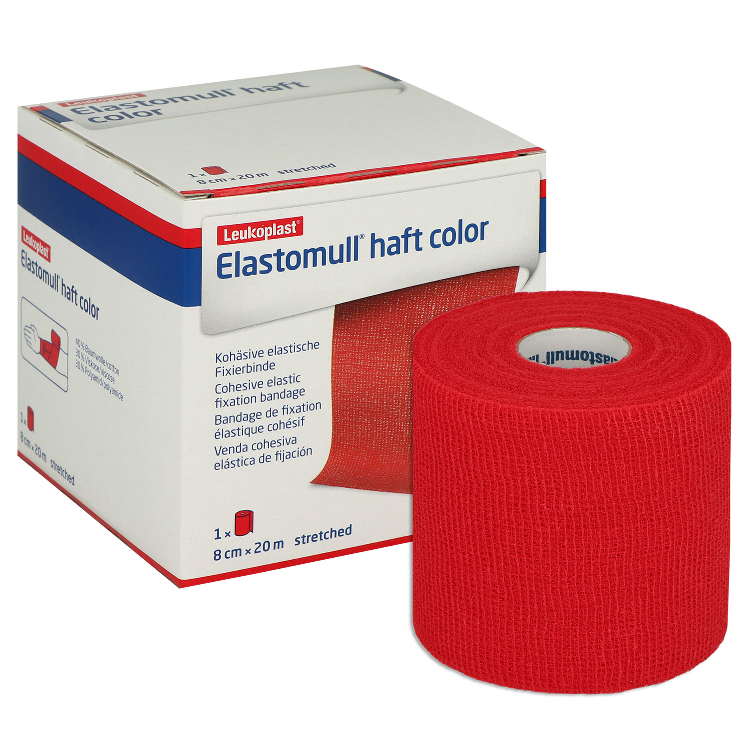 Elastomull Haft Color 20 m x 8 cm - rot - 1 Stück