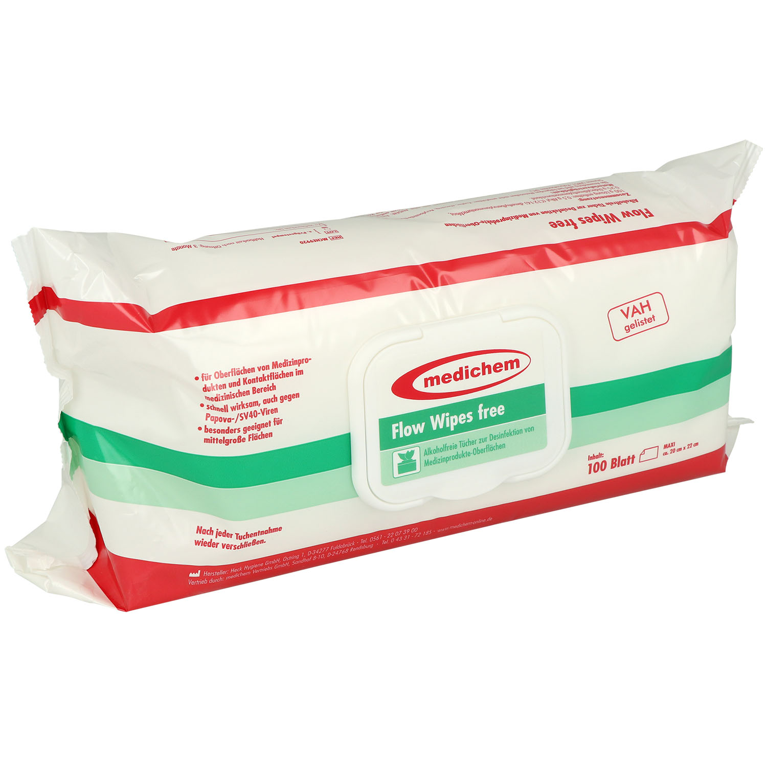 medichem Flow Wipes free Alkoholfreie Desinfektionstücher 100 St.