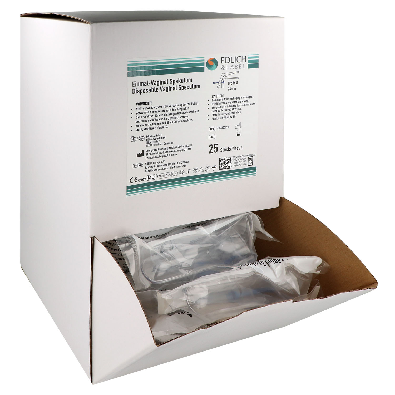 Vaginal Einmal-Spekulum mit Steckverschluss - S - Ø 24 mm - blau