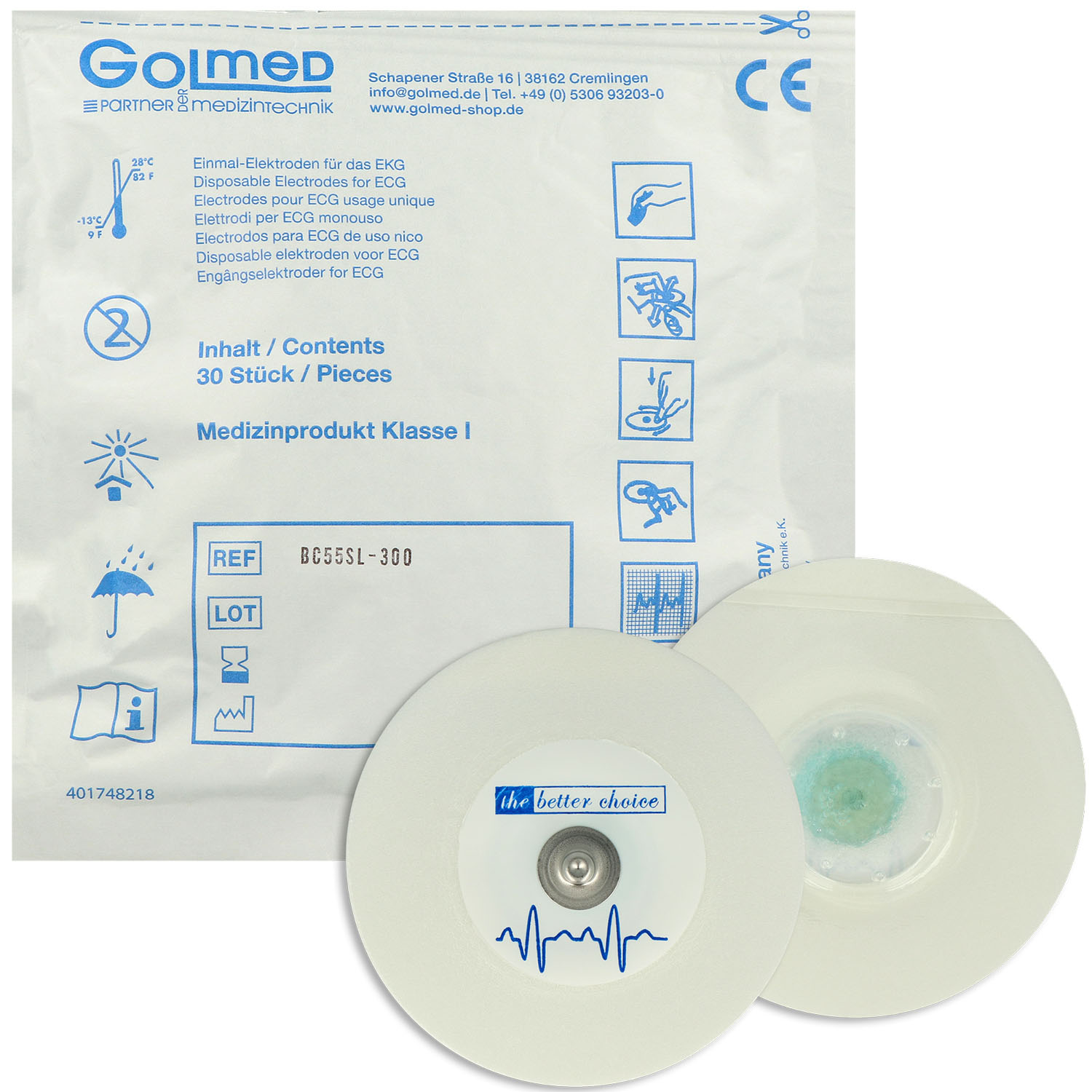EKG Schaumstoffelektrode Liquid Gel 55 mm - 30 St.