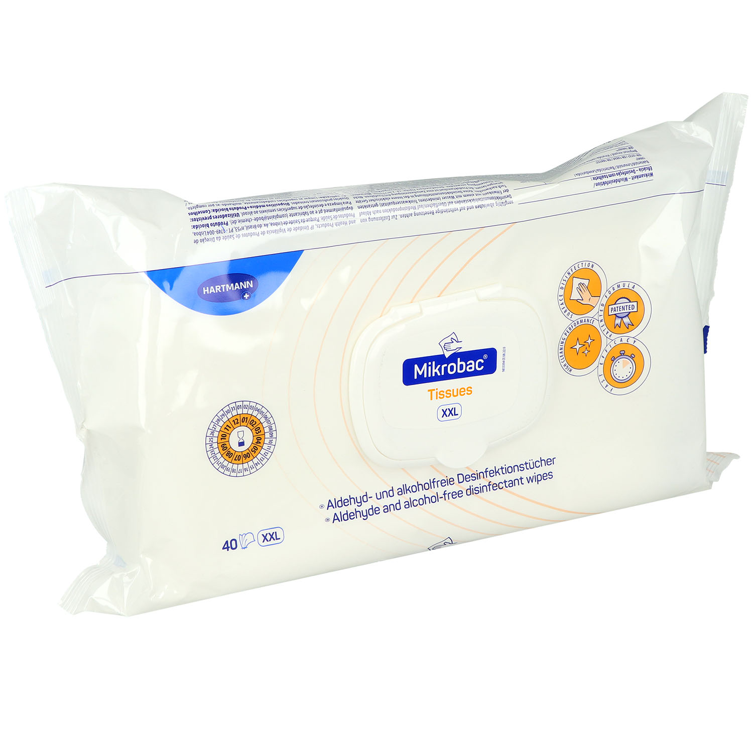 Mikrobac Tissues Flächendesinfektion Flow-Pack XXL 40 Stück