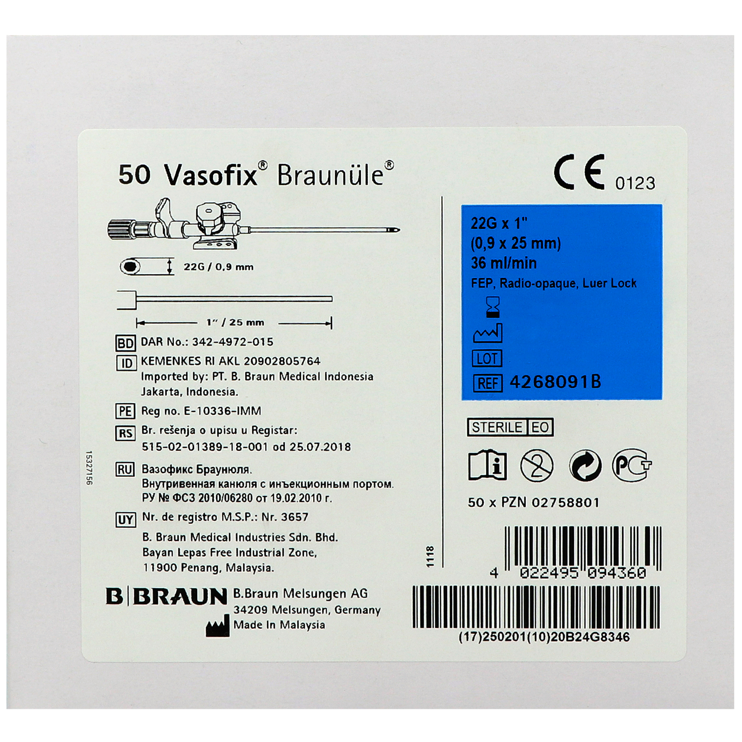 Vasofix Braunüle, Venenverweilkanülen mit Zuspritzport und FEP-Katheter
