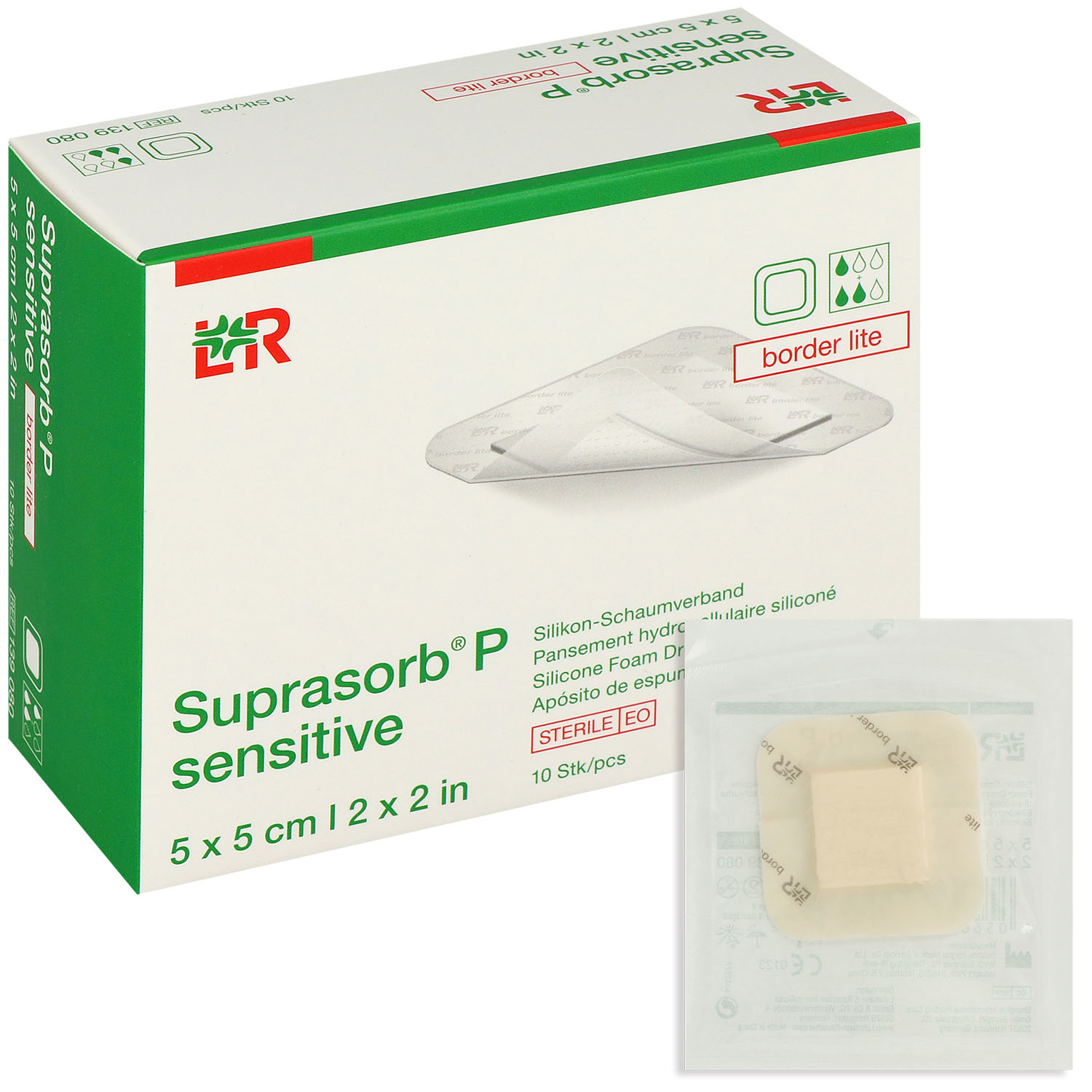 Suprasorb P sensitive border lite, ohne superabsorbierenden Saugkern, steril