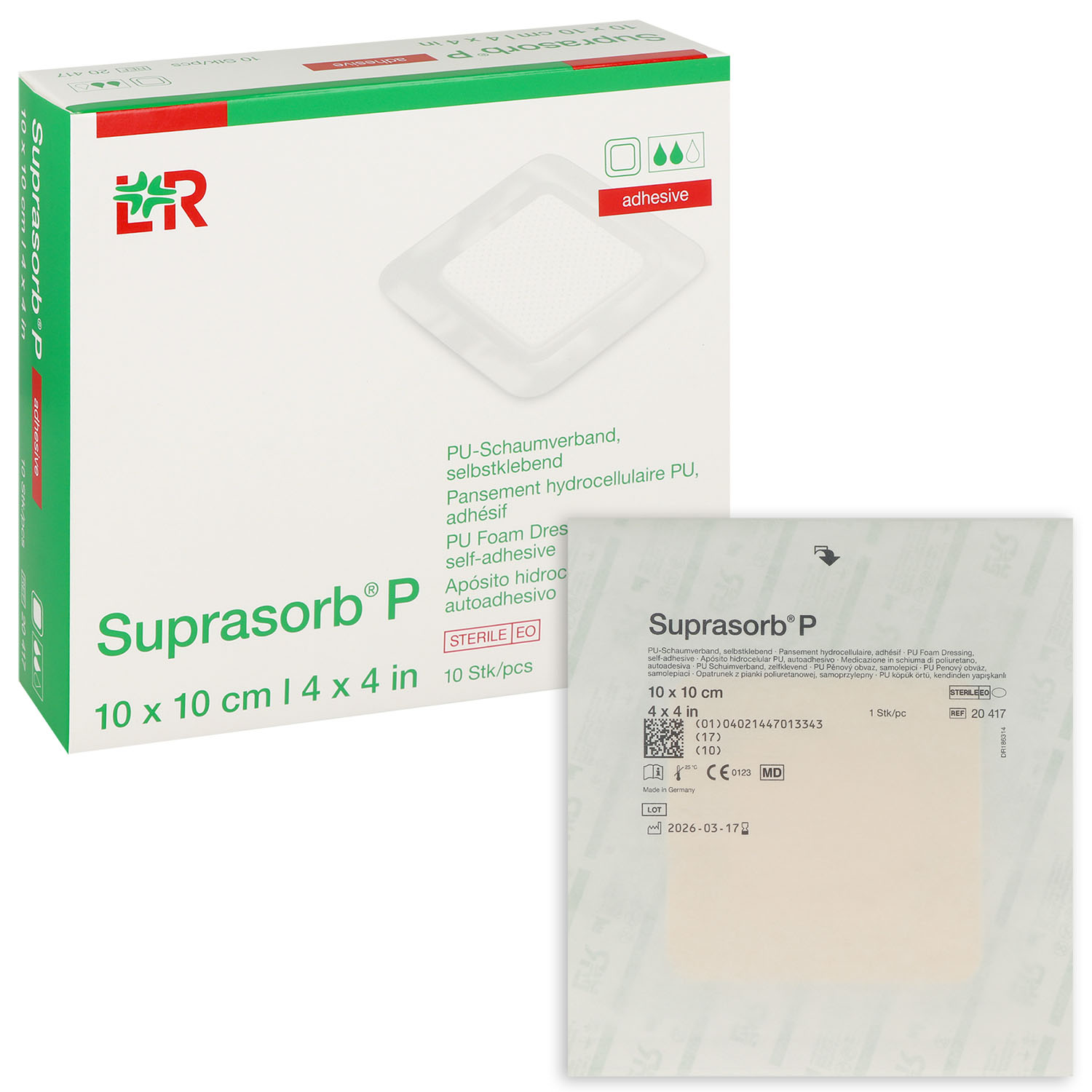Suprasorb P PU-Schaumverband, steril, selbstklebend