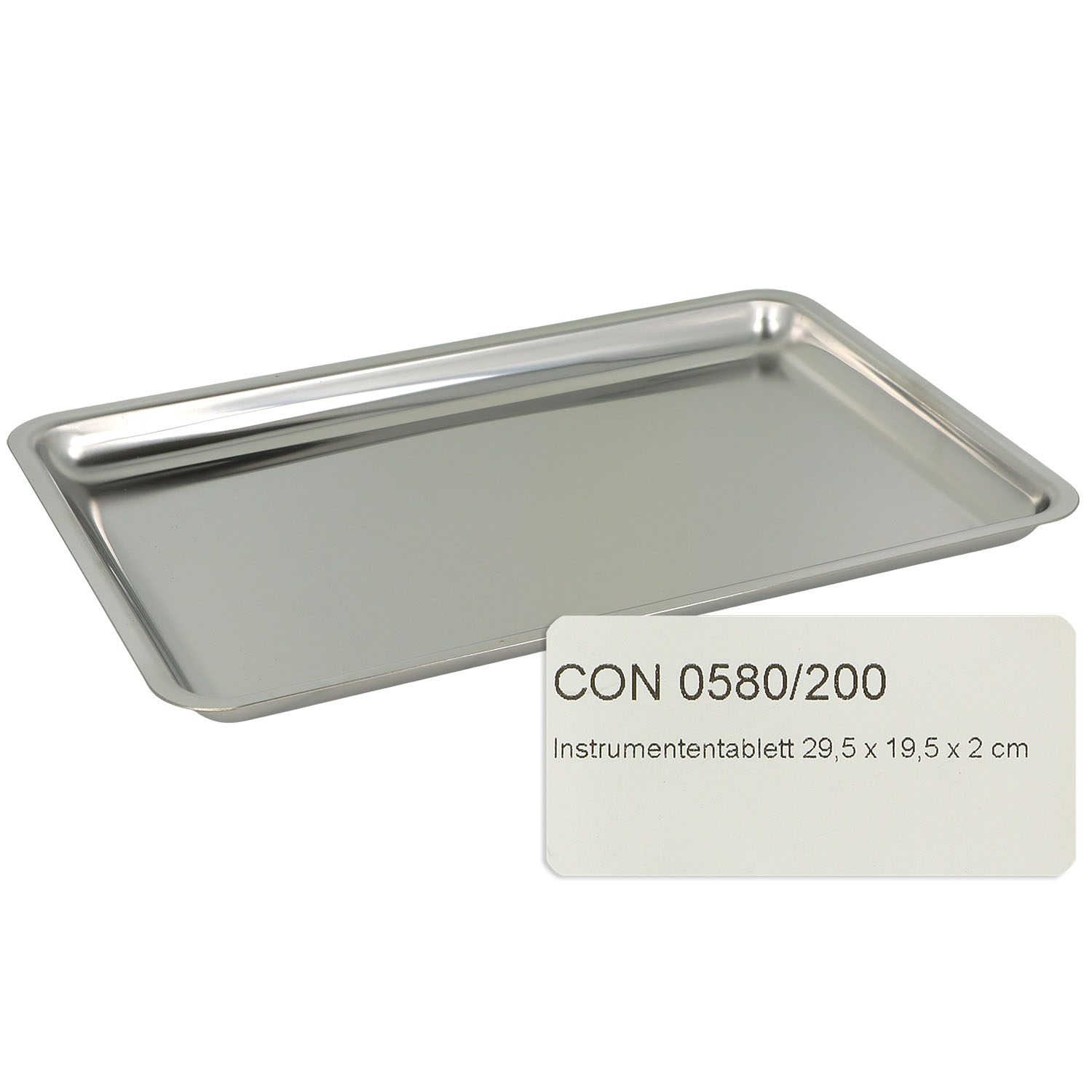 Instrumententablett aus Edelstahl 29,5 x 19,5 x 2 cm - 1 St.