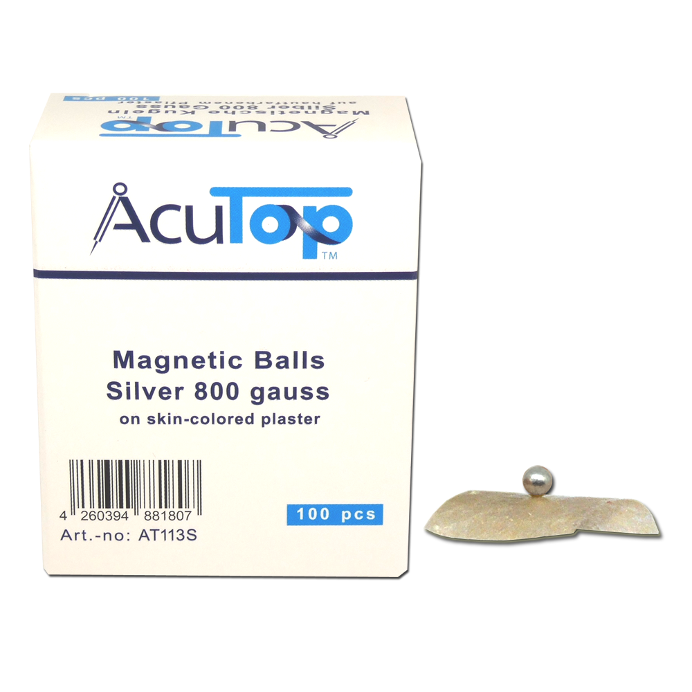 AcuTop Magnetische Ohrkugeln zur naturheilkundlichen Magnettherapie, versilbert, 800 Gauss , 100 Stück