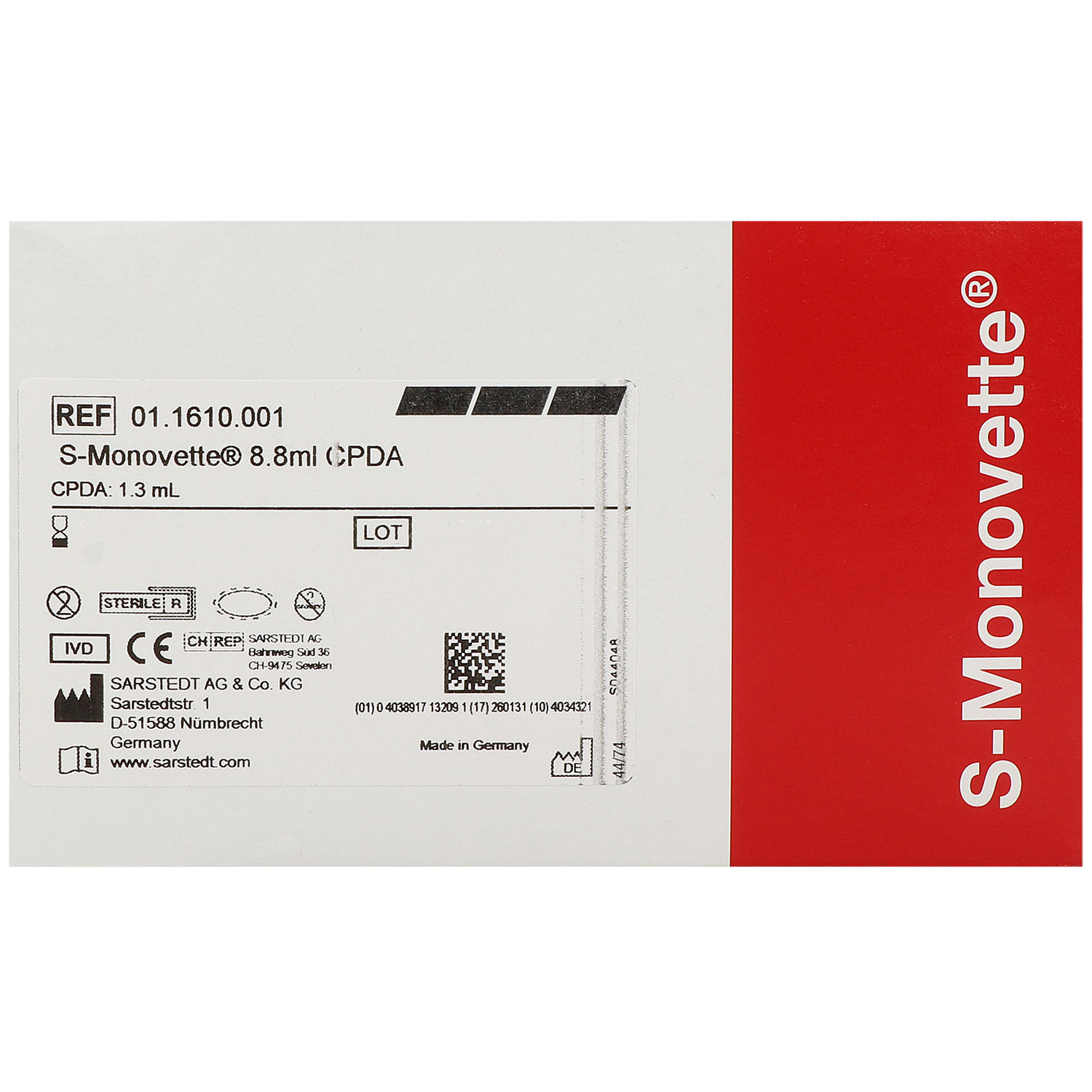 S-Monovetten CPDA mit Papieretikett