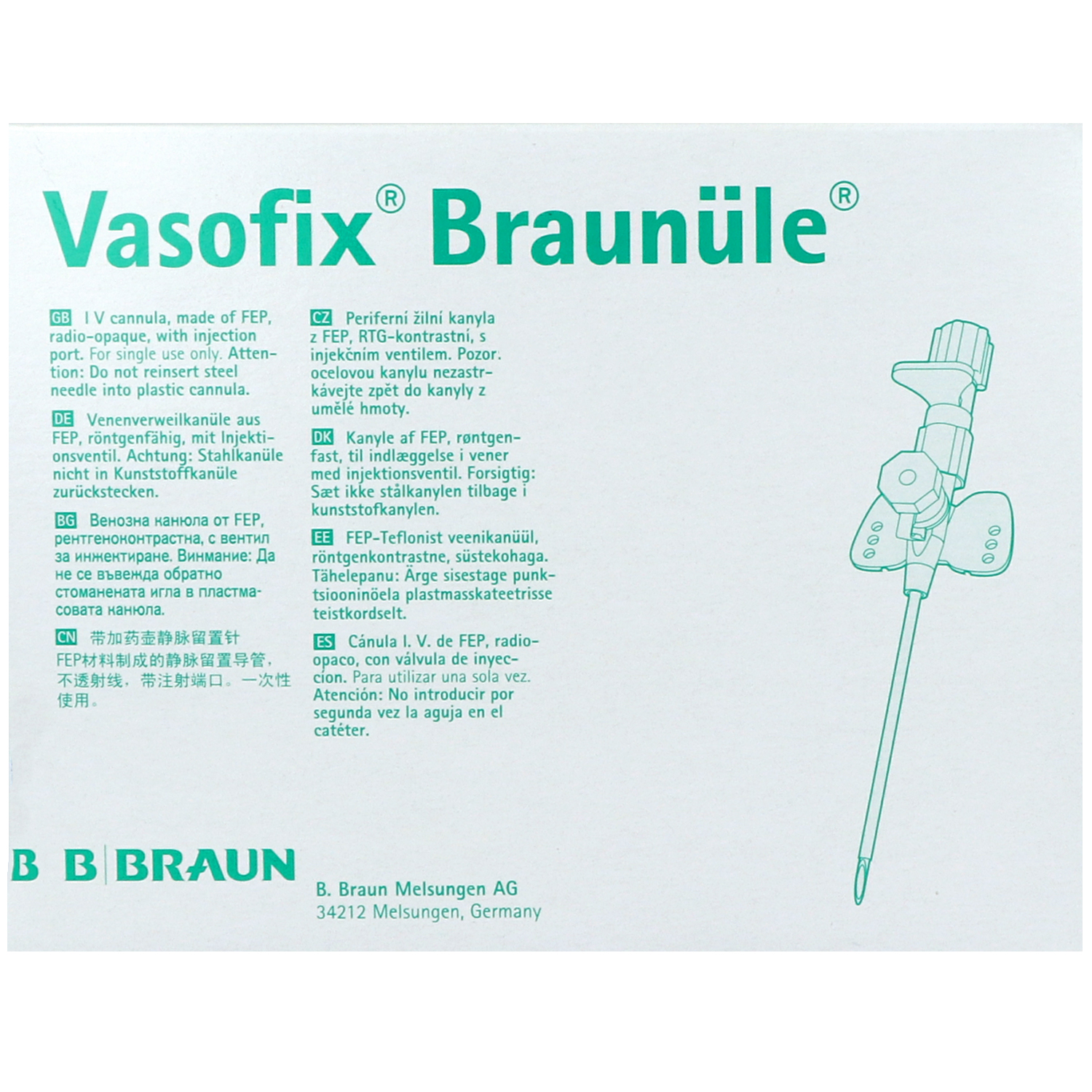 Vasofix Braunüle, Venenverweilkanülen mit Zuspritzport und FEP-Katheter