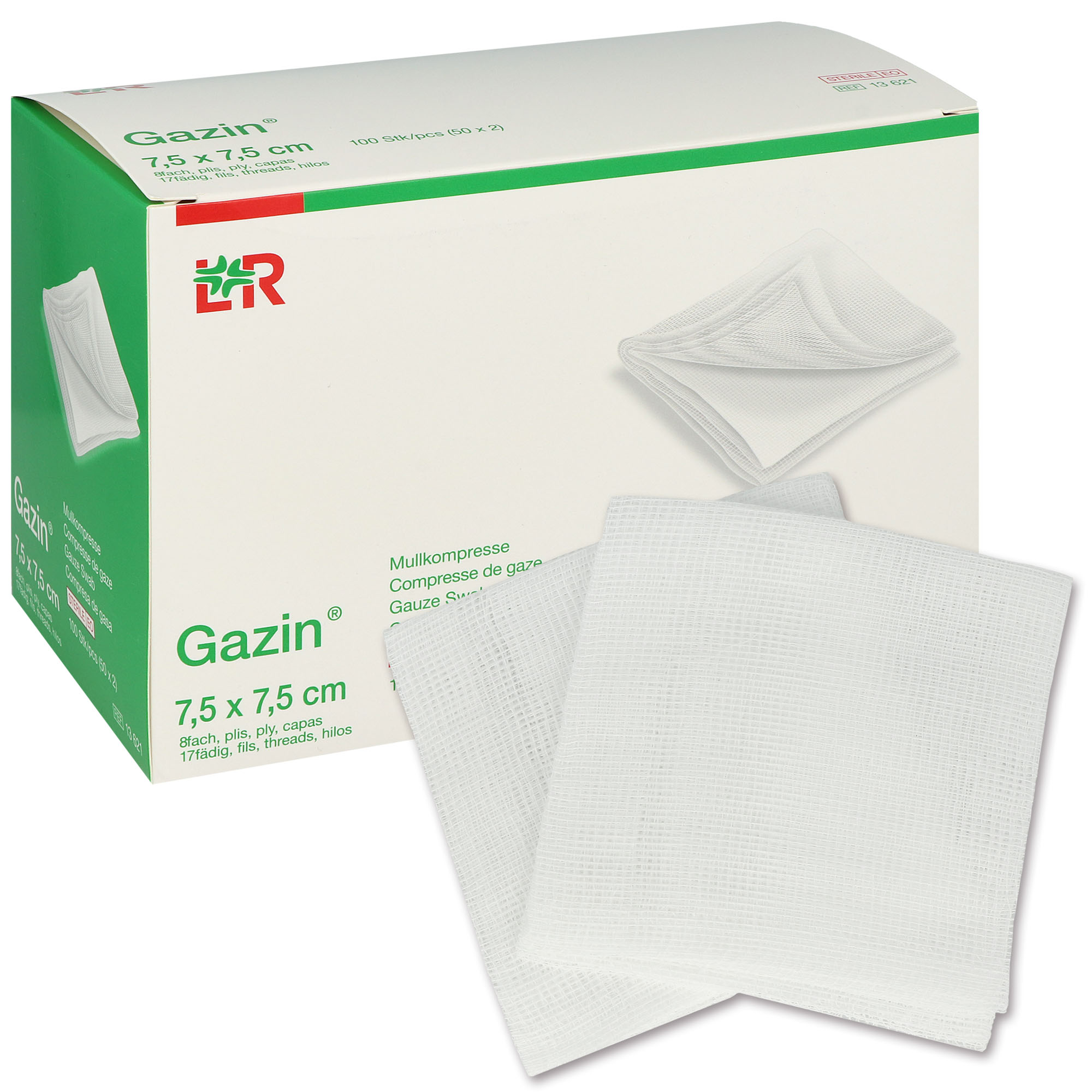Gazin-Kompressen - steril - 7.5 x 7.5 cm - 50 x 2 St.