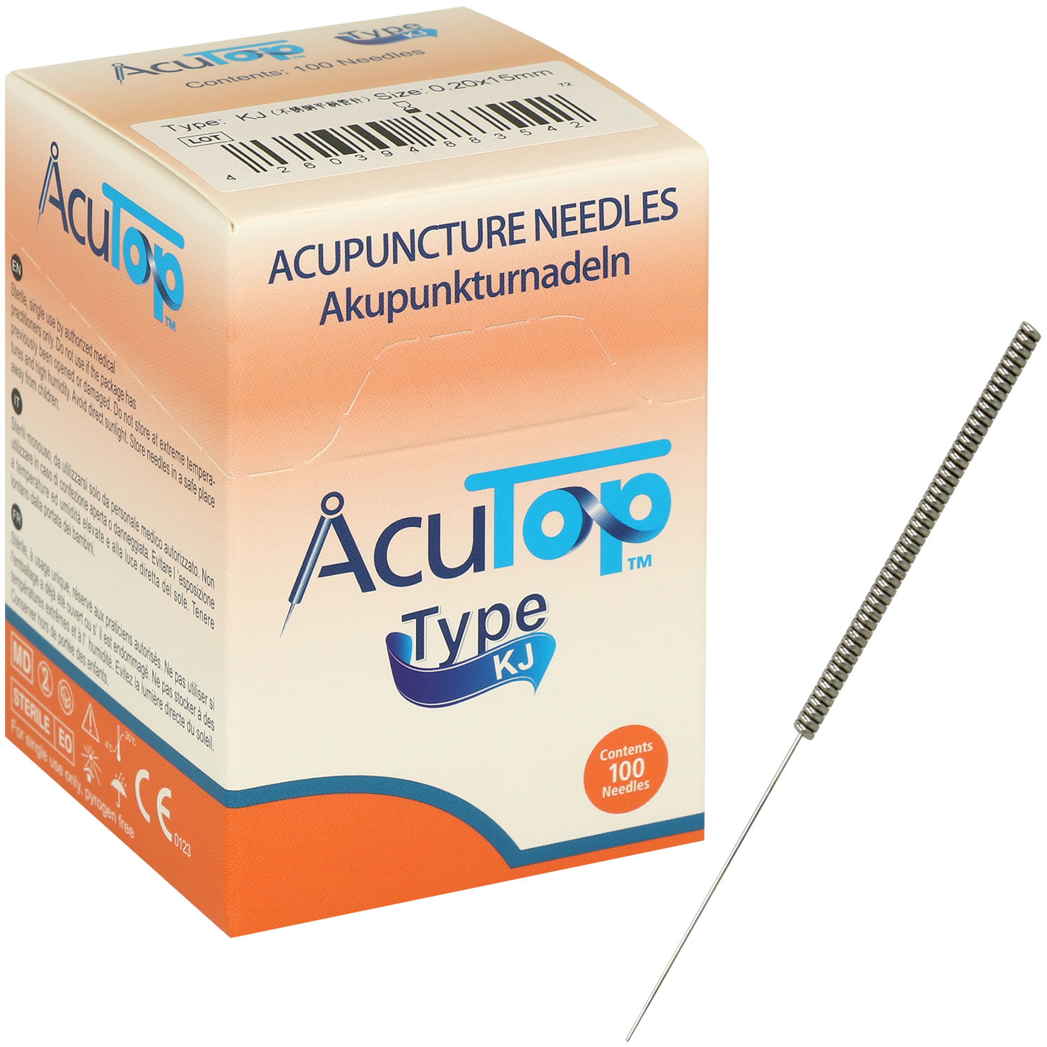 AcuTop Akupunkturnadeln Typ KJ, Stahlgriff (Korea Style), beschichtet