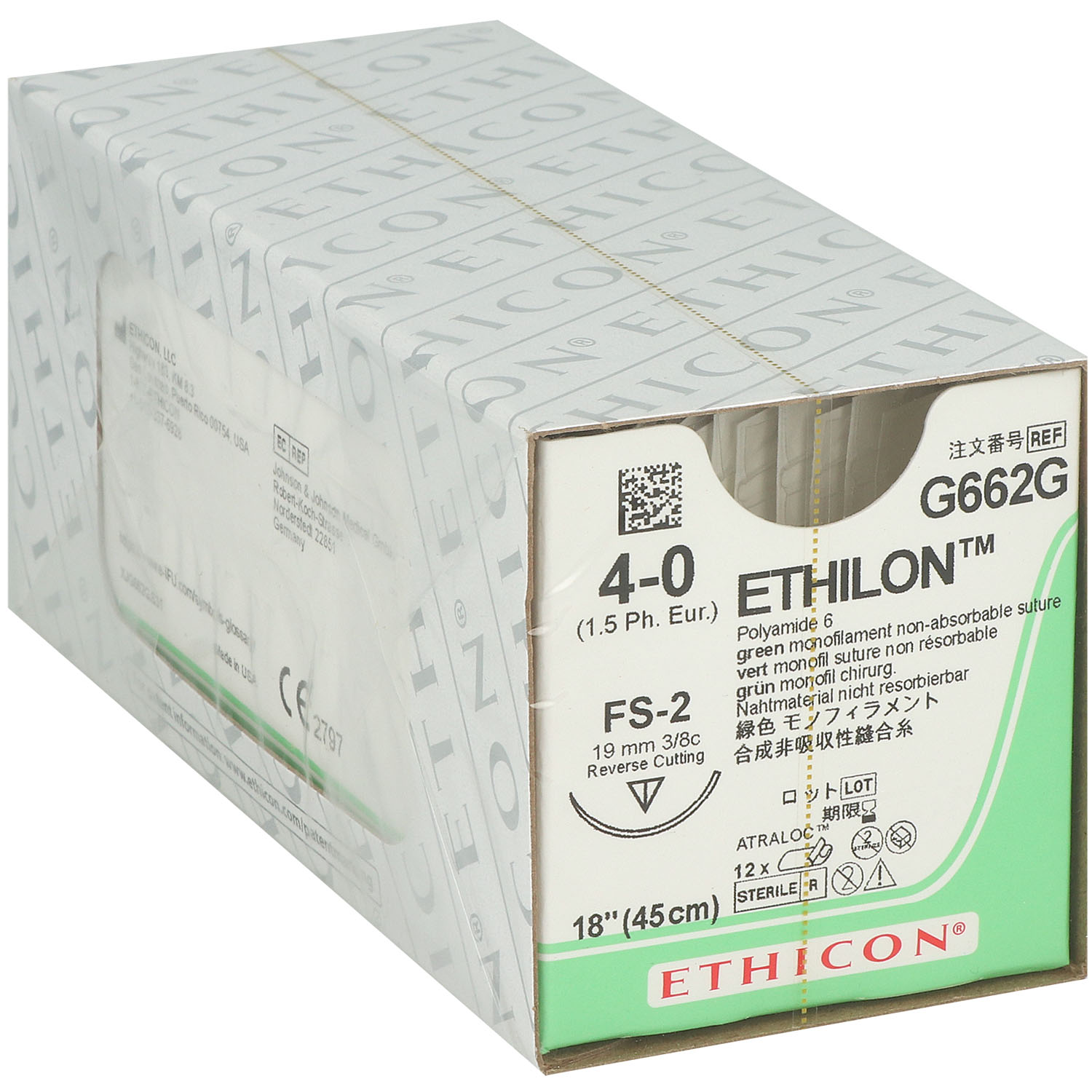 ETHILON grün monofil G661H FS2 - 19 mm - 4/0 - 45 cm