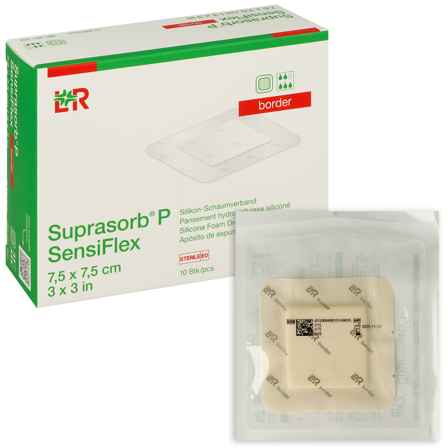 Suprasorb P SensiFlex, flexibler Silikonschaumverband, steril