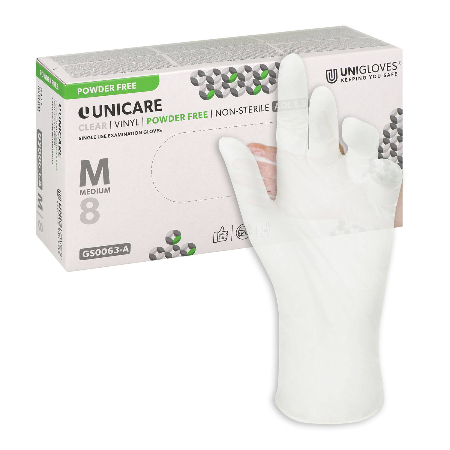 UNICARE CLEAR VINYL, Vinyl-Untersuchungshandschuhe, puderfrei, unsteril