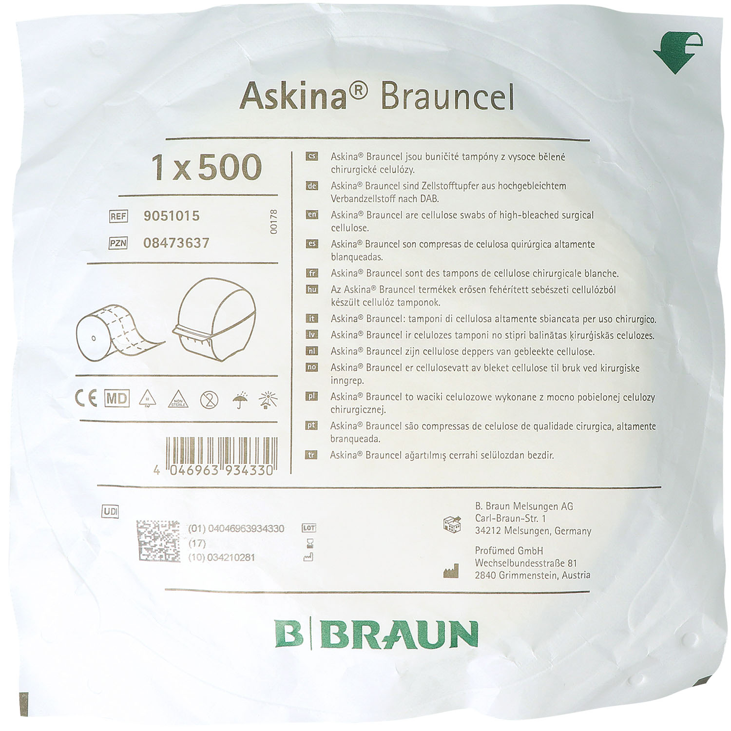 ASKINA Brauncel Zellstofftupfer 4 x 5 cm