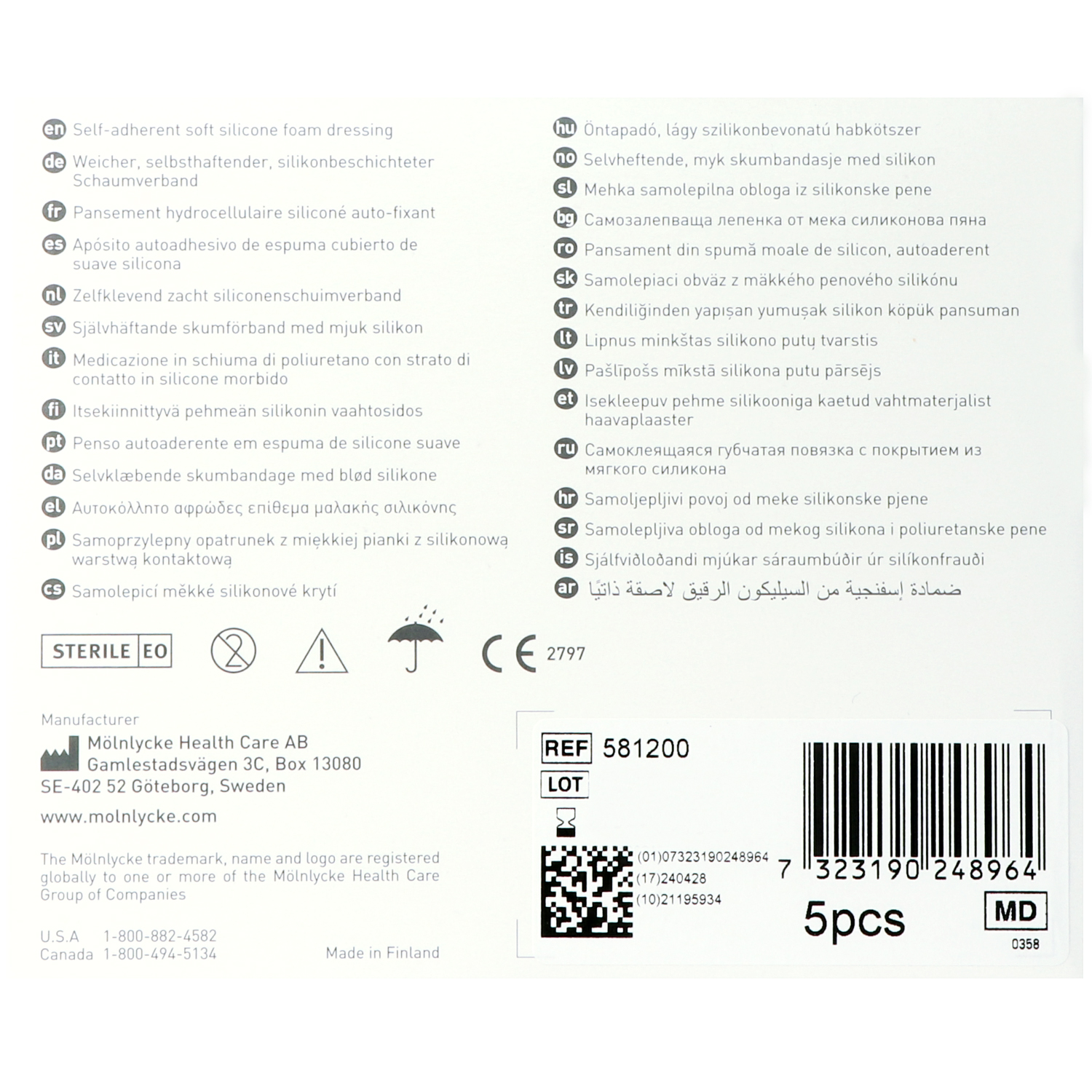 Mepilex Border Flex Lite, dünner Schaumverband, steril