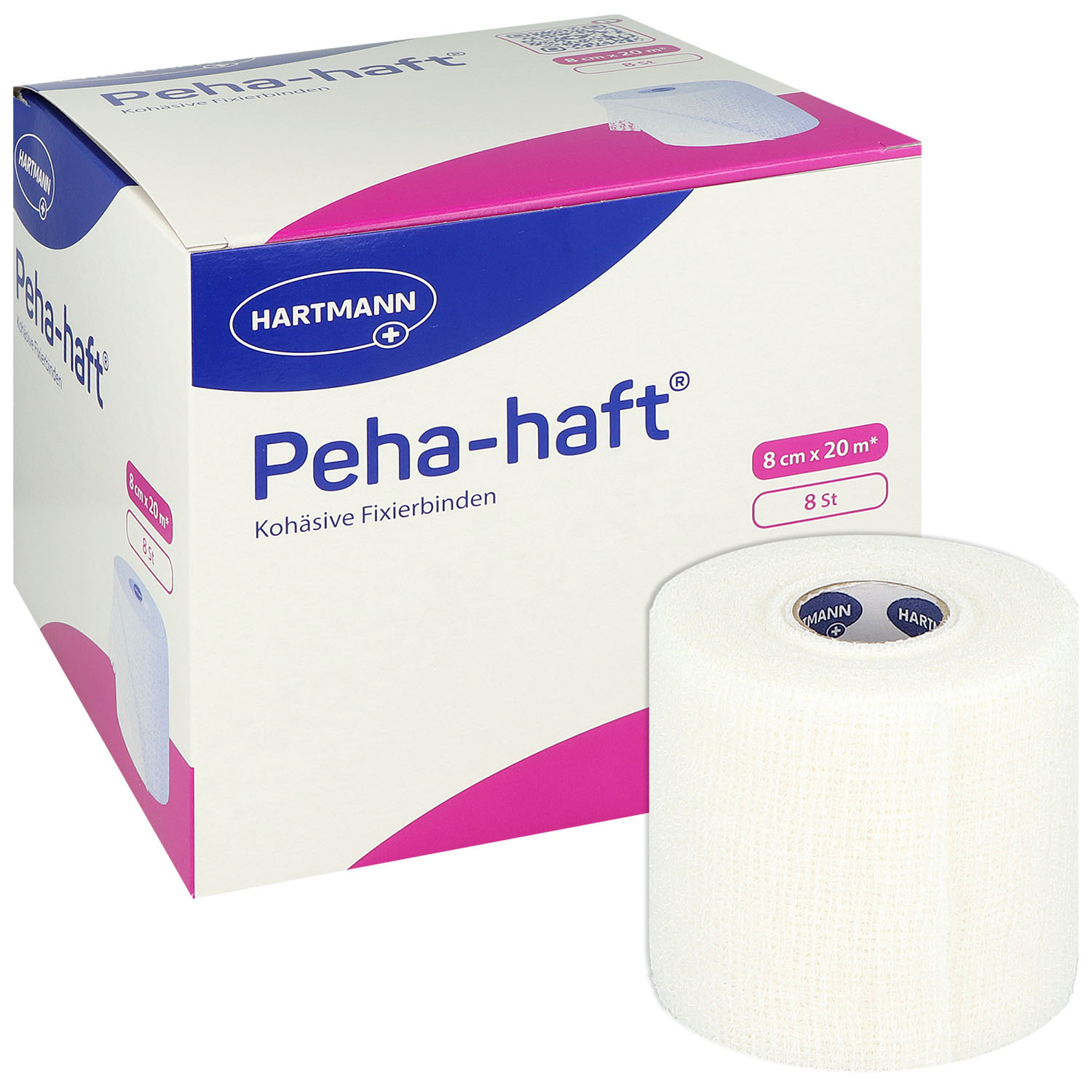 Peha-haft 8 cm x 20 m - 8 St. (weiß)