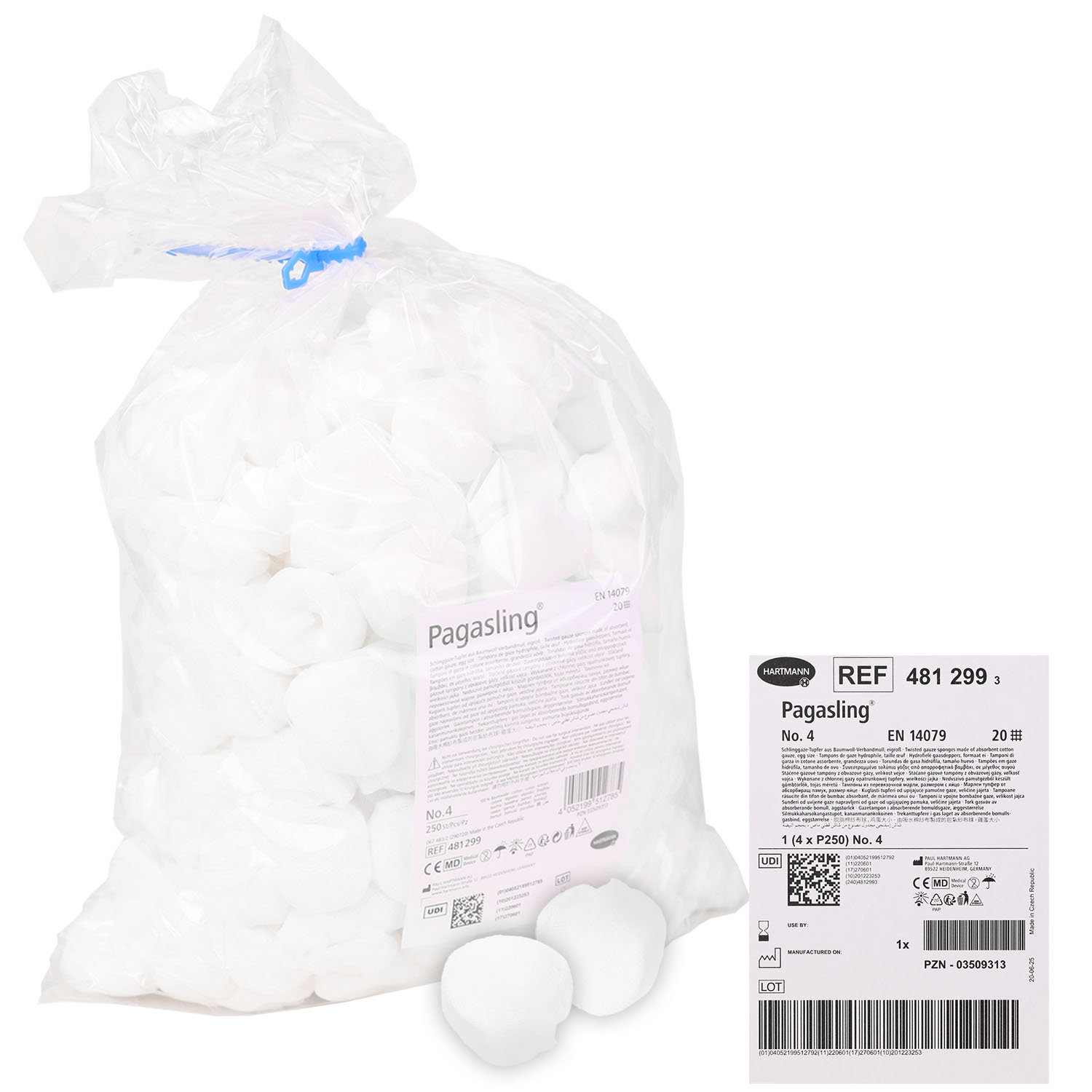 Pagasling Mulltupfer unsteril - Gr. 4 eigroß - 4 x 250 Stück