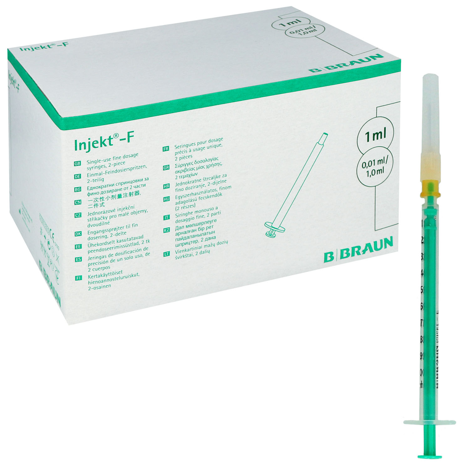 Feindosierungsspr. Injekt F 1 ml mit Kanüle 25 G 100 St.