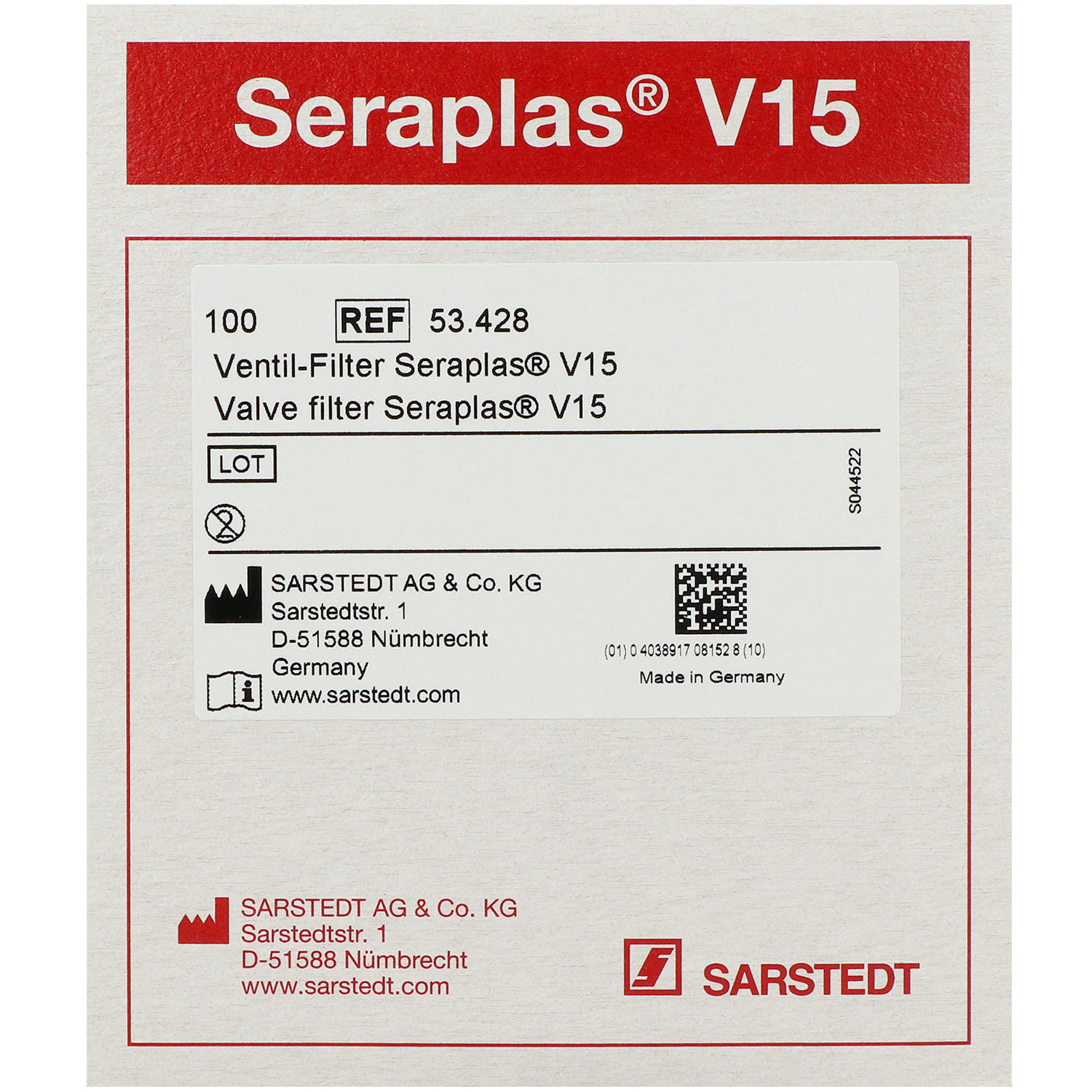 Ventil-Filter Seraplas für Trennung von Serum/Plasma