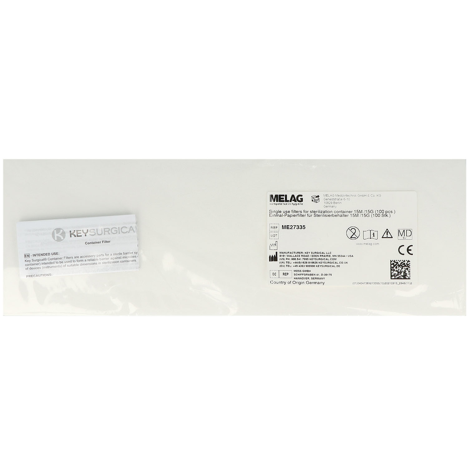 Einmal-Papierfilter für MELAG-Sterilisierbehälter für Typ 15 - 29.5 x 10.5 cm - 100 St.