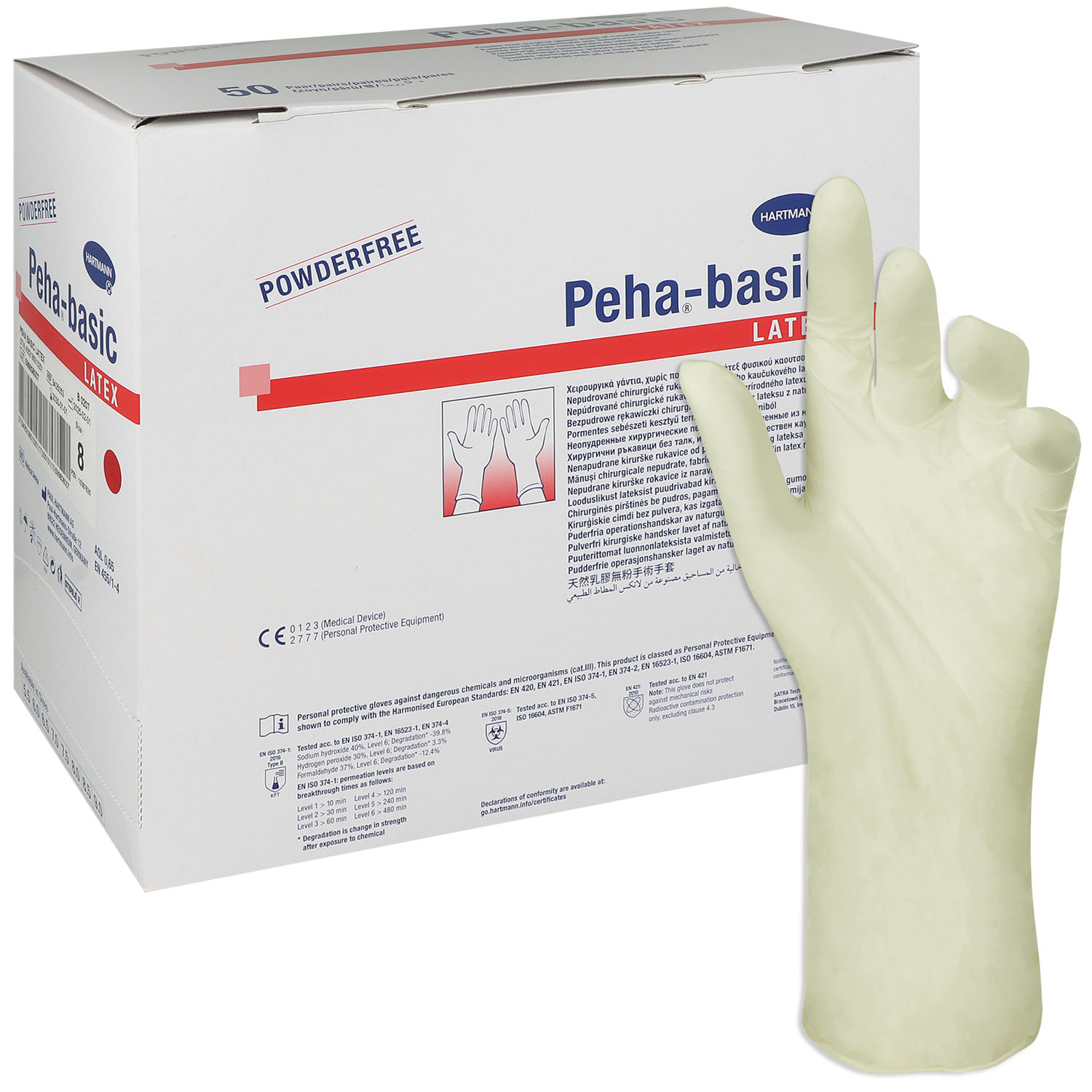 Peha-basic latex OP-Handschuhe Gr. 8 - 50 St.