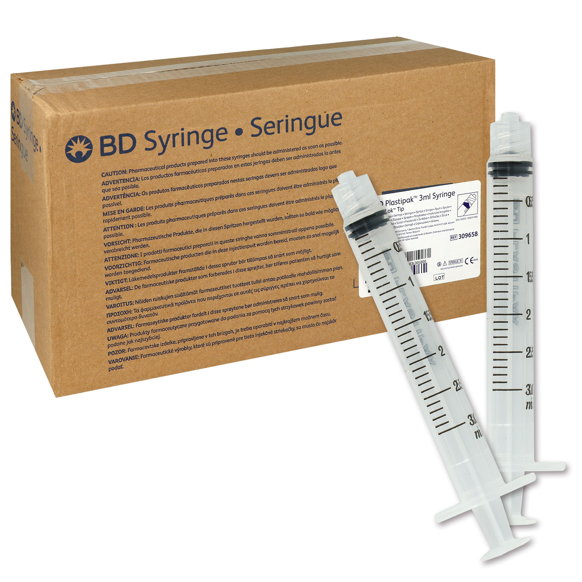 BD Syringe Plastipak Einmal-Spritze zentrisch - Luer Lock - 3 ml x 200 St.