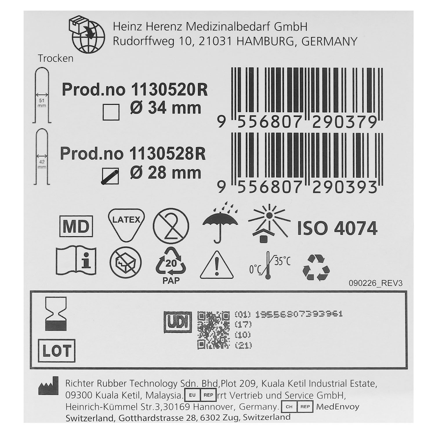 Sonosafe Ultraschall-Schutzhüllen, lose gerollt, leicht gepudert, Latex