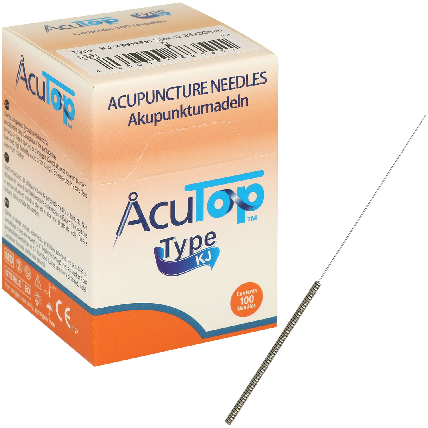 AcuTop Akupunkturnadeln Typ KJ, Stahlgriff (Korea Style), beschichtet