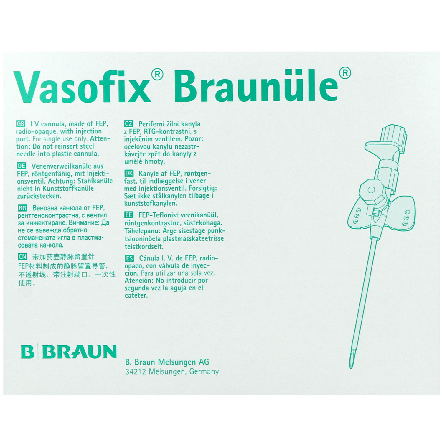Vasofix Braunüle, Venenverweilkanülen mit Zuspritzport und FEP-Katheter