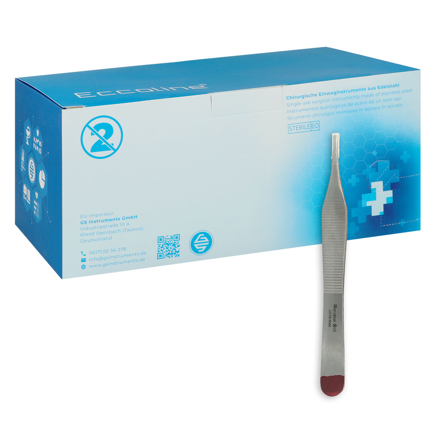 Einmal Pinzetten, Adson, anatomisch, steril