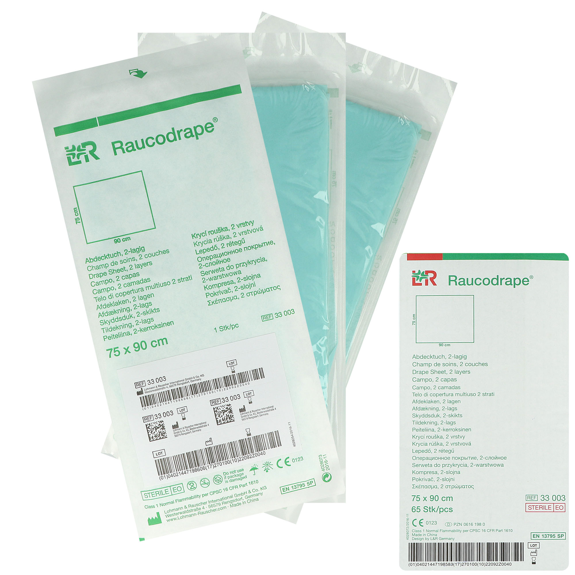 Raucodrape Abdecktücher steril, 2-lagig, 75 x 90 cm - 65 St.